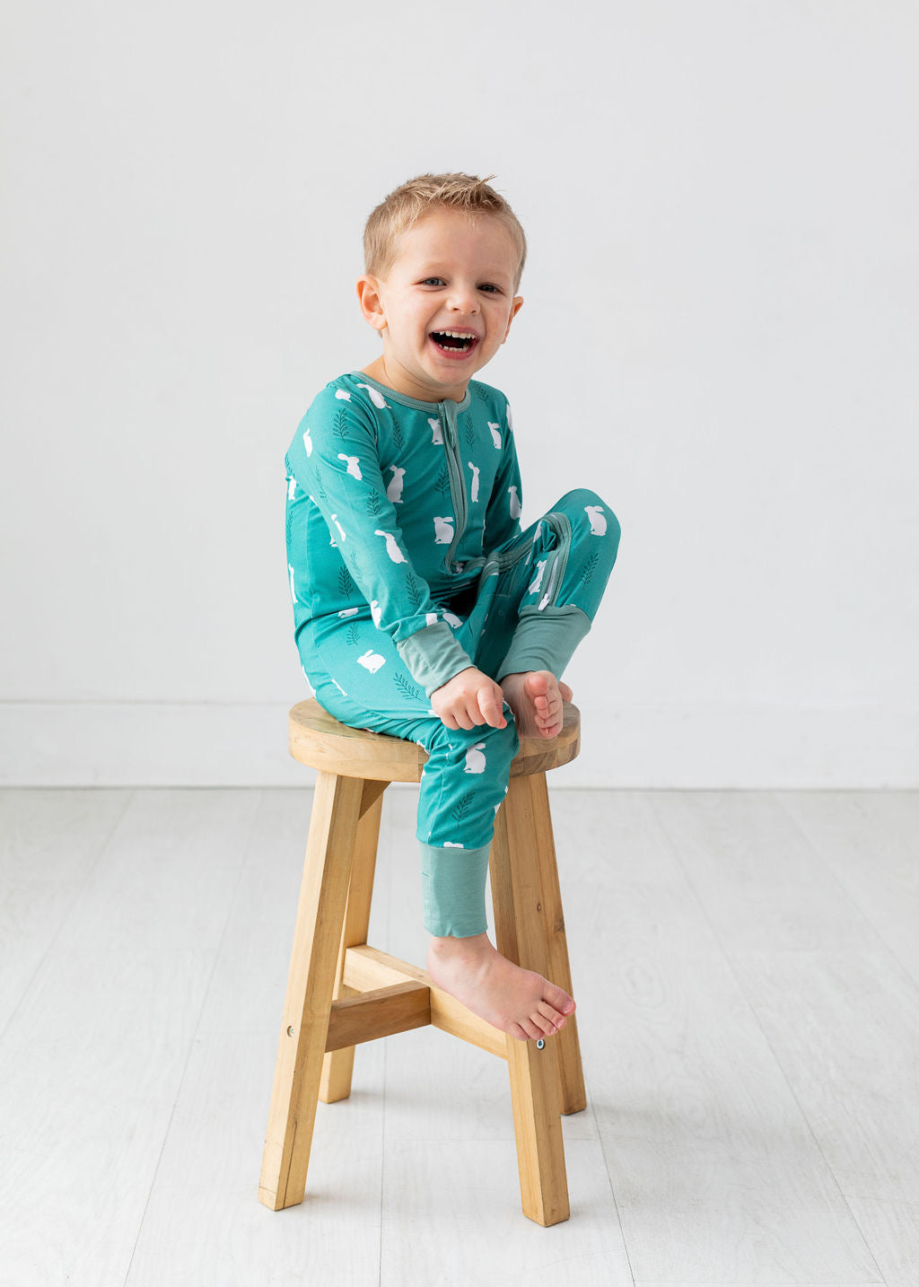 Bunnies - Long Sleeve Zipper Sleep Romper - Gathering Littles