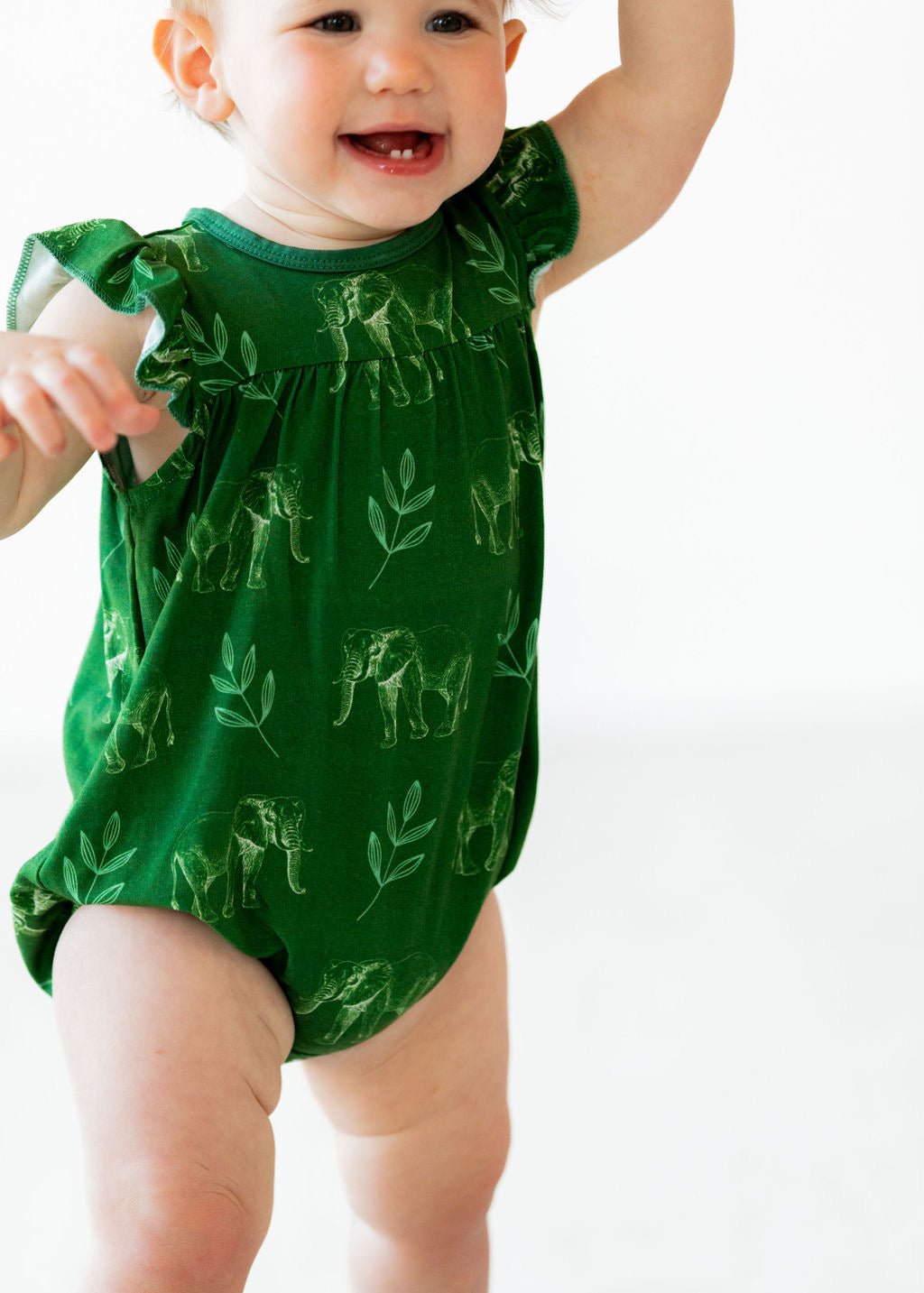 Flutter Sleeve Elephant Bubble Romper - Gathering Littles