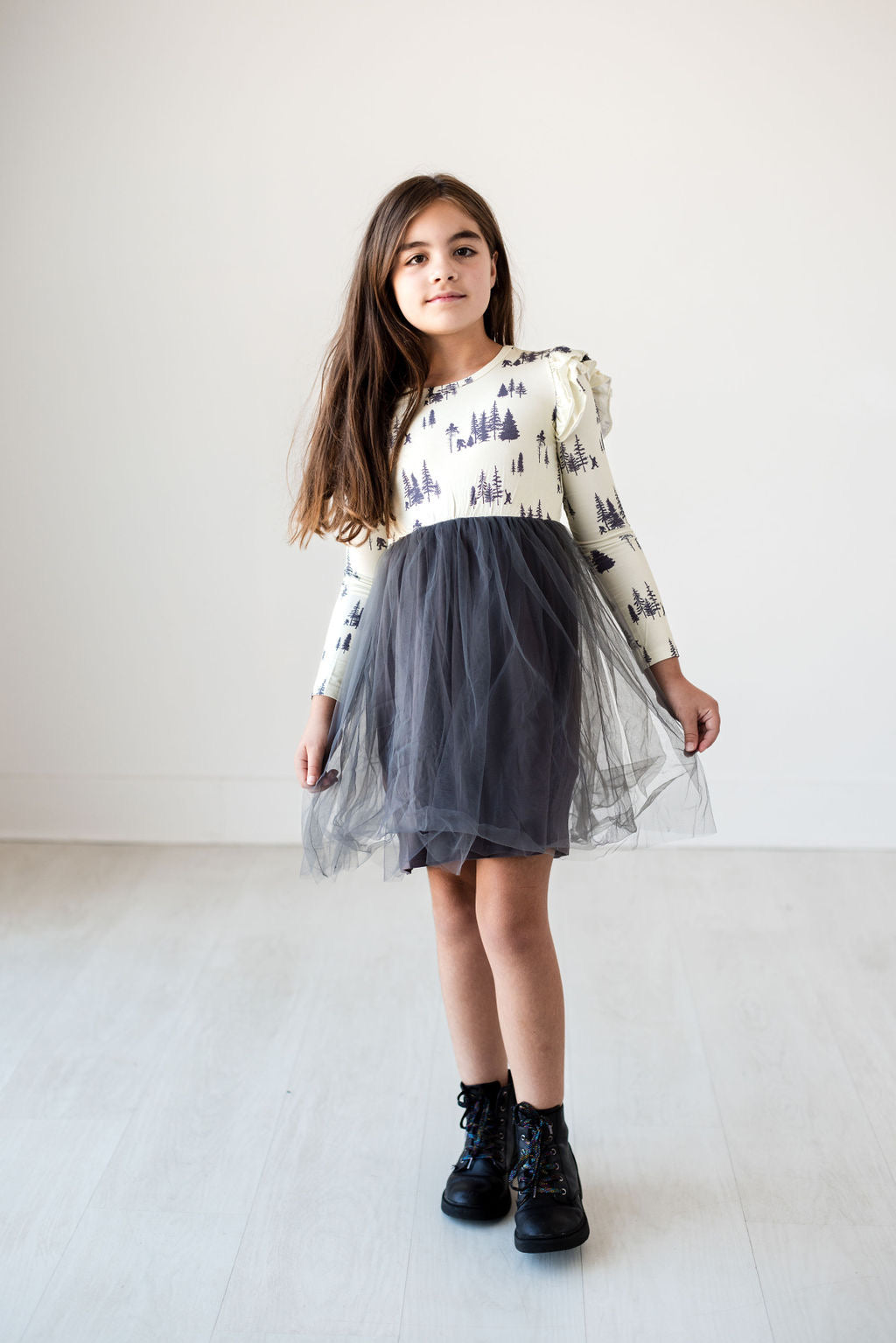 Long Sleeve Tulle Mountain Dress - Gathering Littles