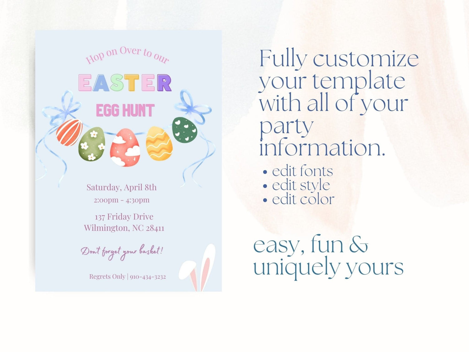 Easter Egg Hunt, Easter Brunch Invitation, Easter Egg Hunt Invitation Template, Easter Sunday Party Invitationproduct_type