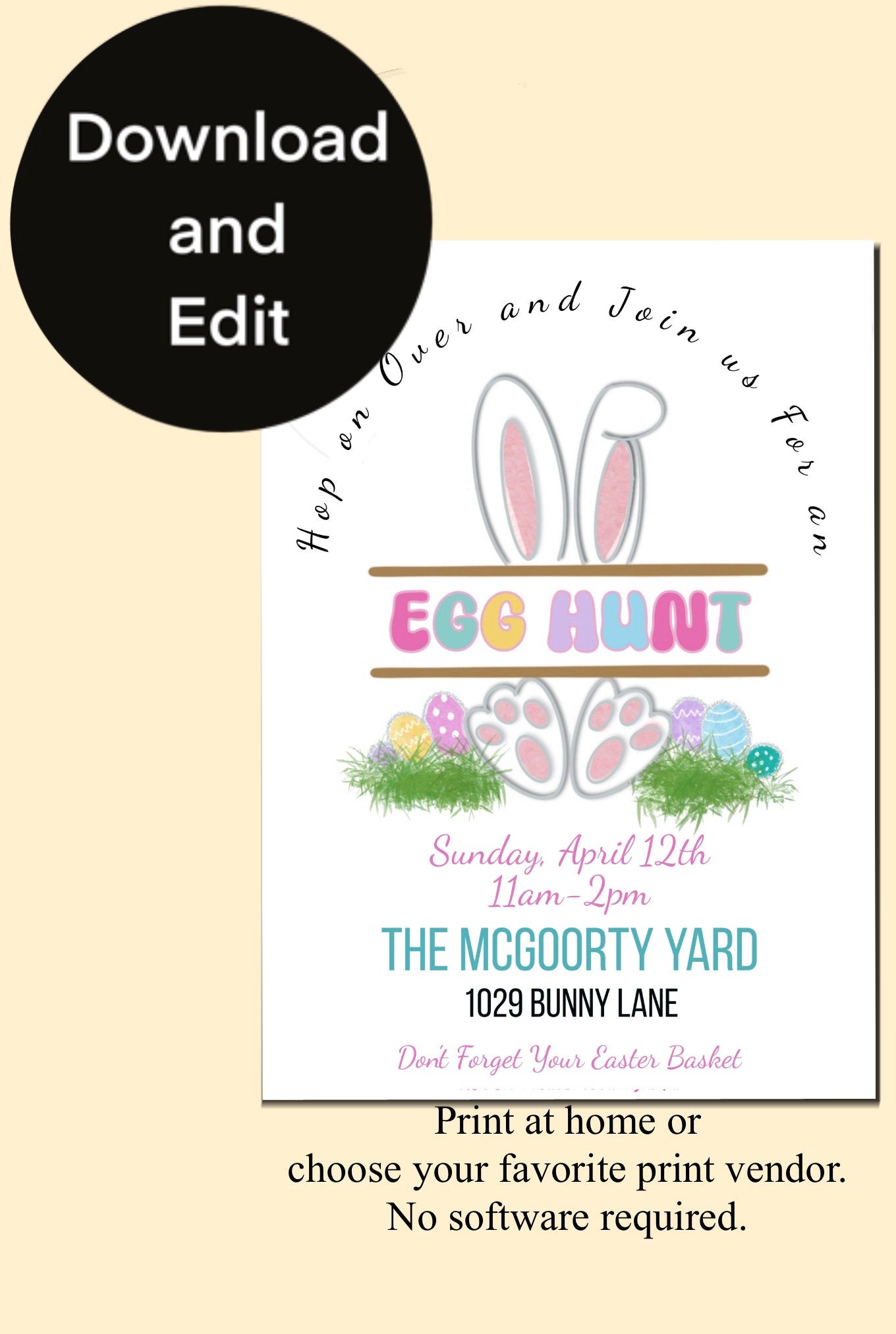 Easter Egg hunt invitation template | Easter Digital Invitation Template | Easter egg Themeproduct_type