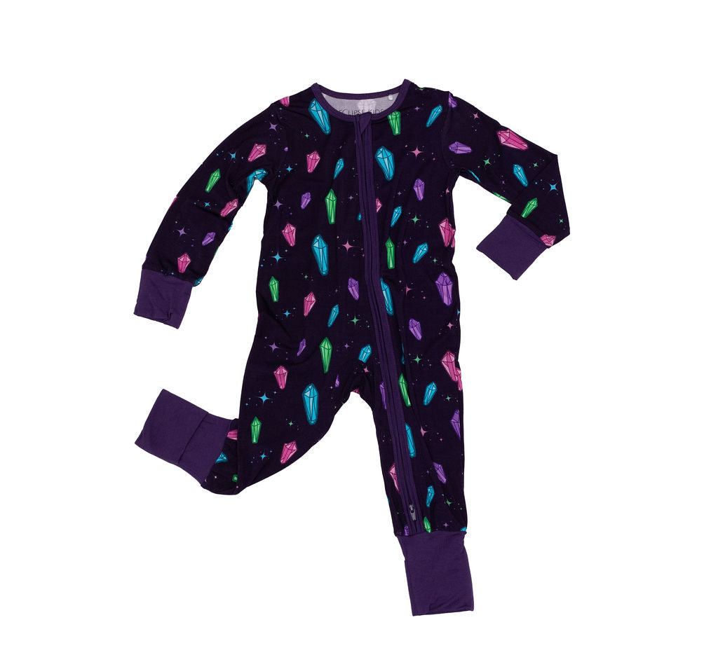 Crystals - Long Sleeve Zipper Sleep Romper - Gathering Littles