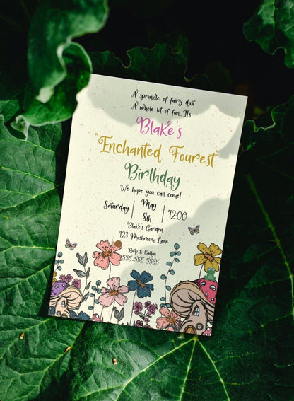 Enchanted Fourest birthday invitation template | Fourth Birthday Digital Invitation Template | woodland Theme | fairy theme Iproduct_type