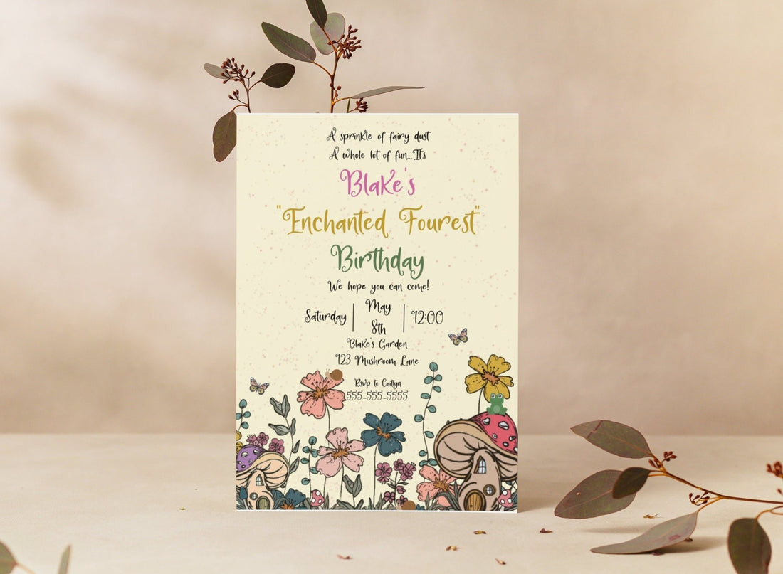 Enchanted Fourest birthday invitation template | Fourth Birthday Digital Invitation Template | woodland Theme | fairy theme Iproduct_type