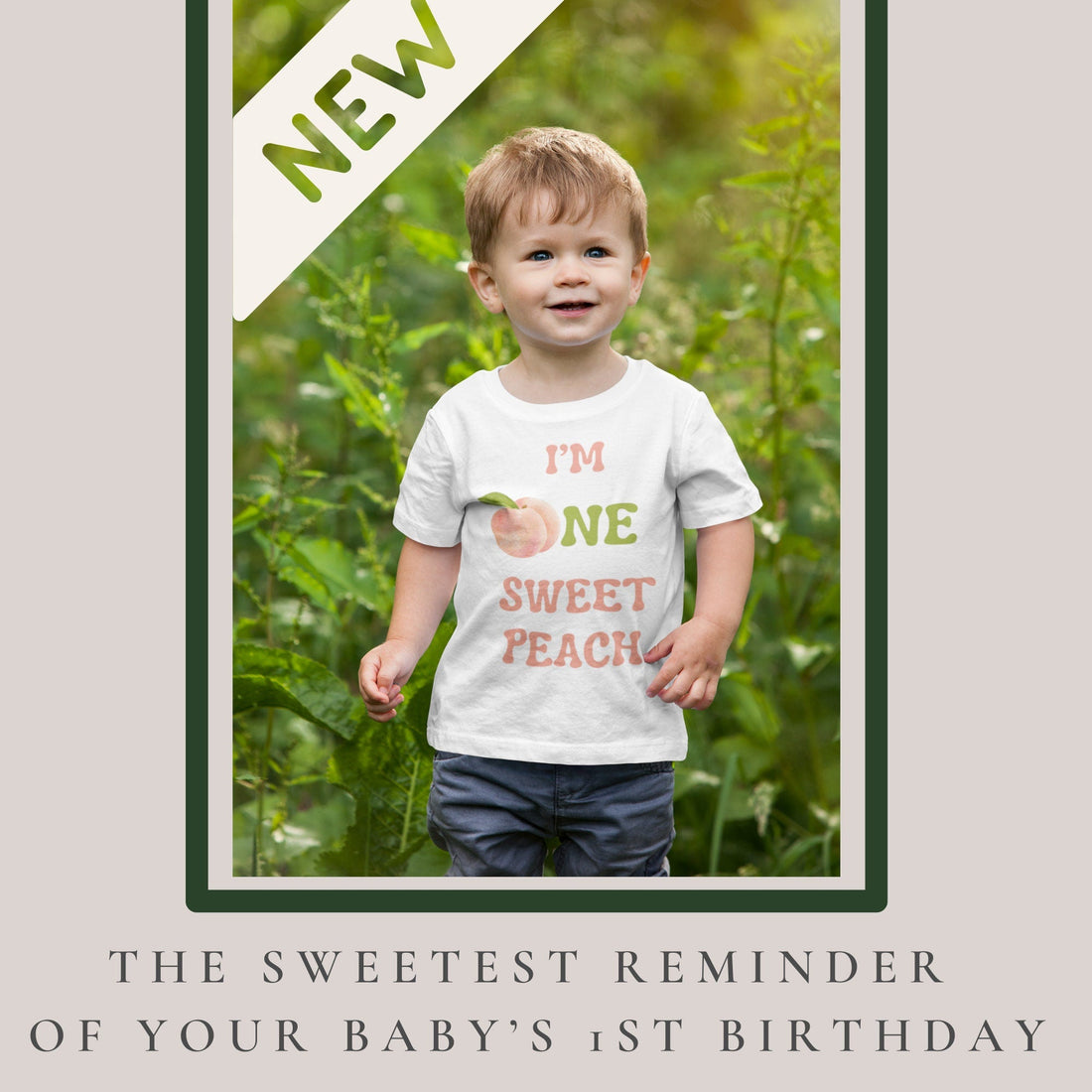 First Birthday T-Shirt One Sweet Peach, 12M Birthday T-shirt, Baby Short Sleeve T-Shirt for Birthday Partyproduct_type