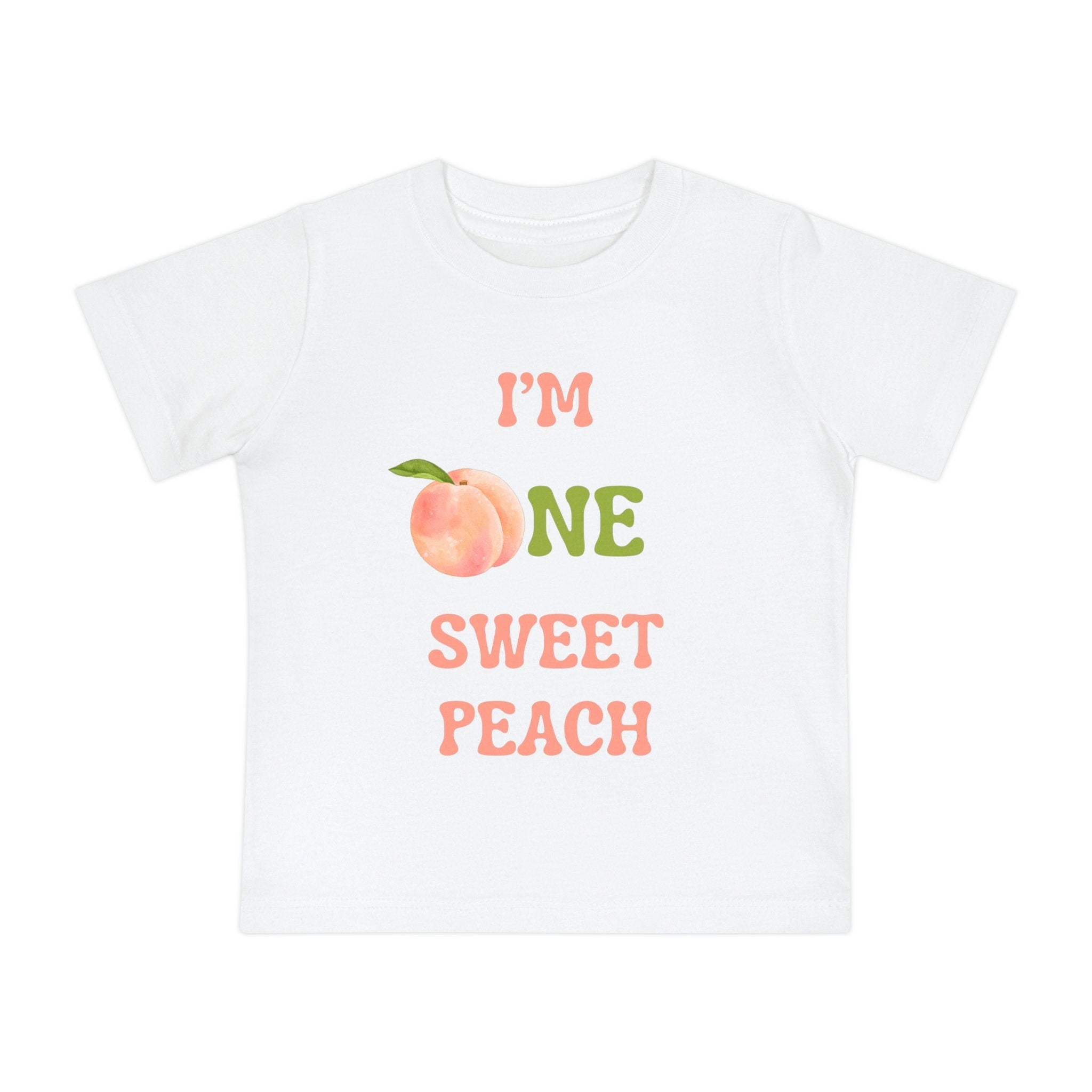 First Birthday T-Shirt One Sweet Peach, 12M Birthday T-shirt, Baby Short Sleeve T-Shirt for Birthday Partyproduct_type