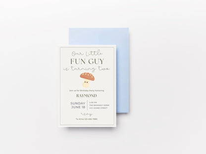 Fun-Guy Birthday Invitation, Mushroom Invitation, children&