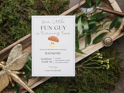 Fun-Guy Birthday Invitation, Mushroom Invitation, children&