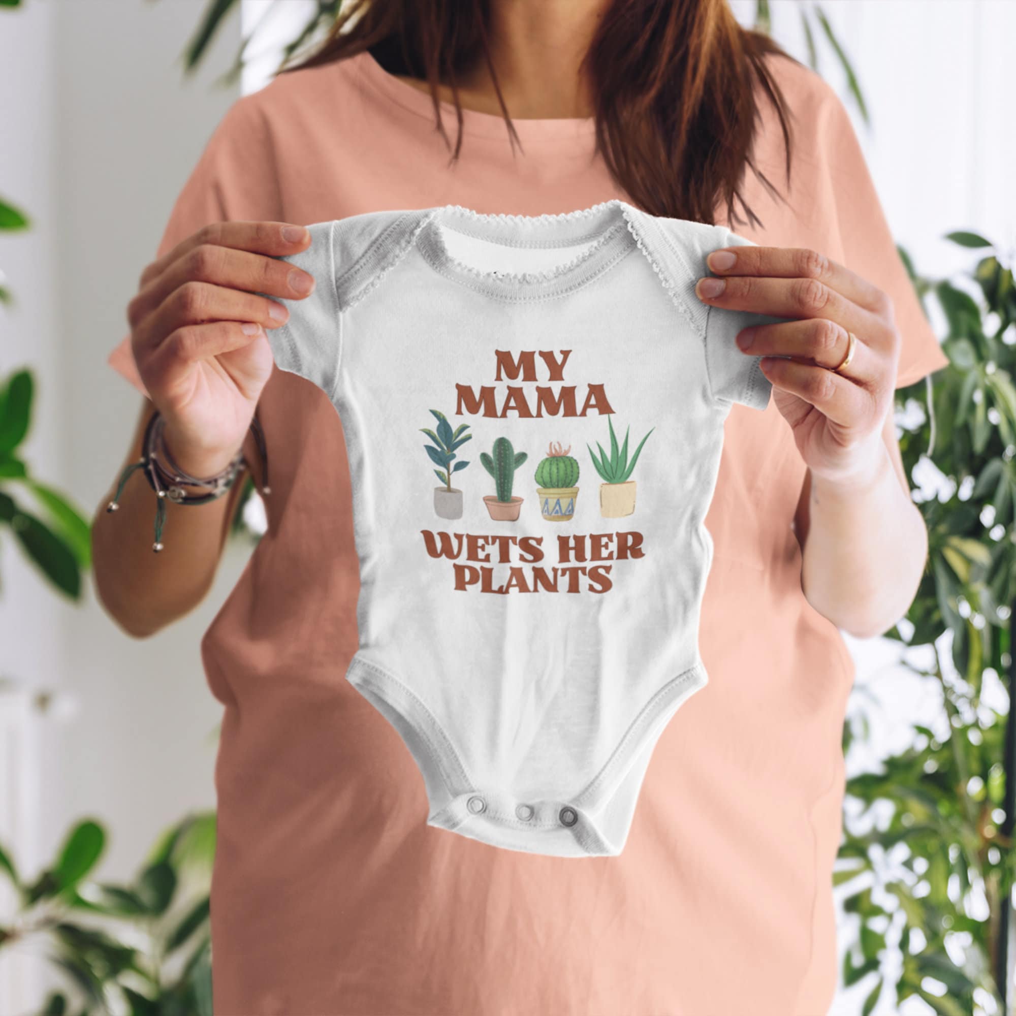 Funny Baby Bodysuit, Funny Baby Outfit, Plant Mom Baby Bodysuit, My Mama Wets Her Plantsproduct_type