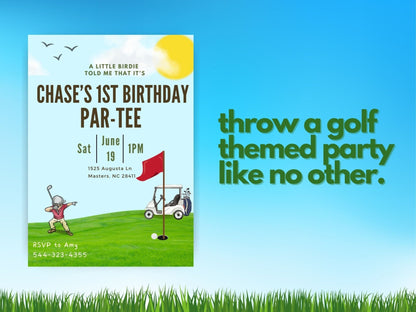 Golf Birthday Invitation, Golf Invitation, Birthday Par-tee Invitation, 1st Par-tee, Hole in One Birthdayproduct_type