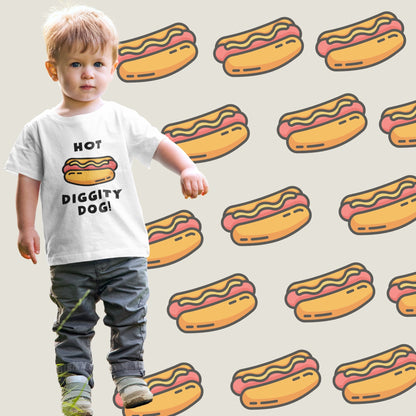 Hot Diggity Dog! Funny Toddler T-Shirt | Adorable Hotdog Design | Jersey Teeproduct_type