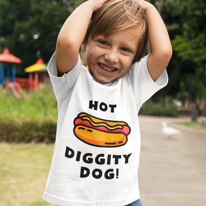 Hot Diggity Dog! Funny Toddler T-Shirt | Adorable Hotdog Design | Jersey Teeproduct_type