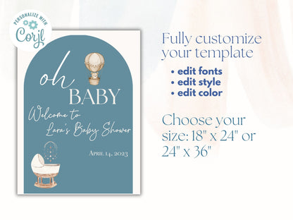 Minimalist Baby Shower Welcome Sign, Custom Welcome Sign for Baby Shower, Baby Shower Welcome Sign Template Oh Baby - Gathering Littles