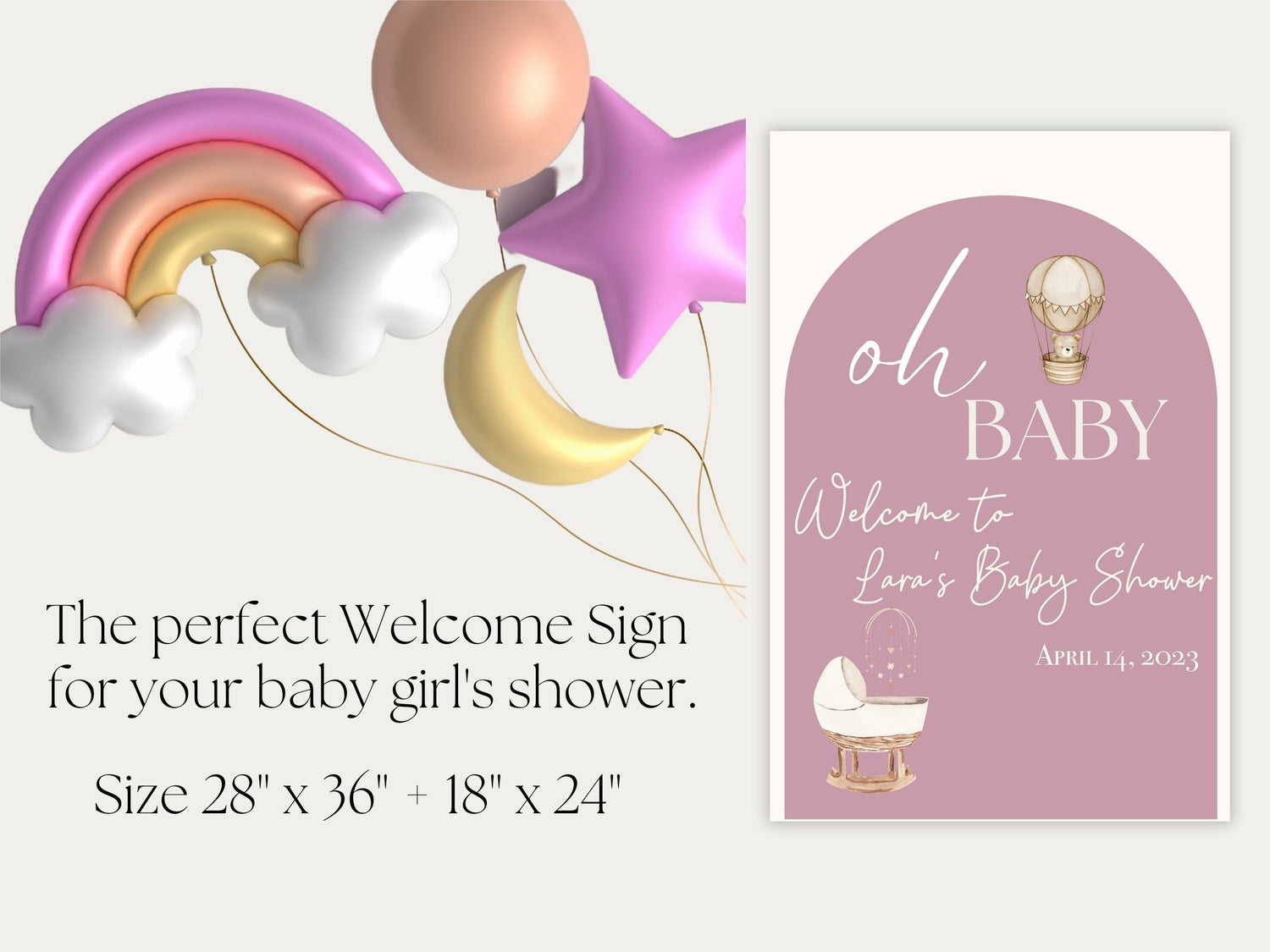 Minimalist Baby Shower Welcome Sign, Custom Welcome Sign for Baby Shower, Baby Shower Welcome Sign Template Oh Baby - Gathering Littles