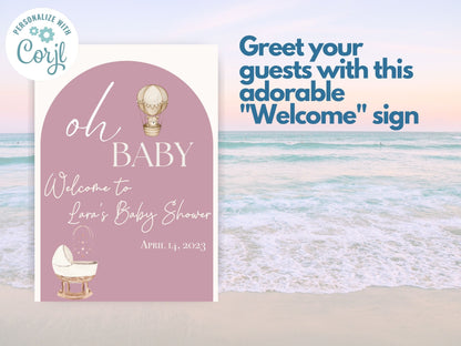 Minimalist Baby Shower Welcome Sign, Custom Welcome Sign for Baby Shower, Baby Shower Welcome Sign Template Oh Baby - Gathering Littles