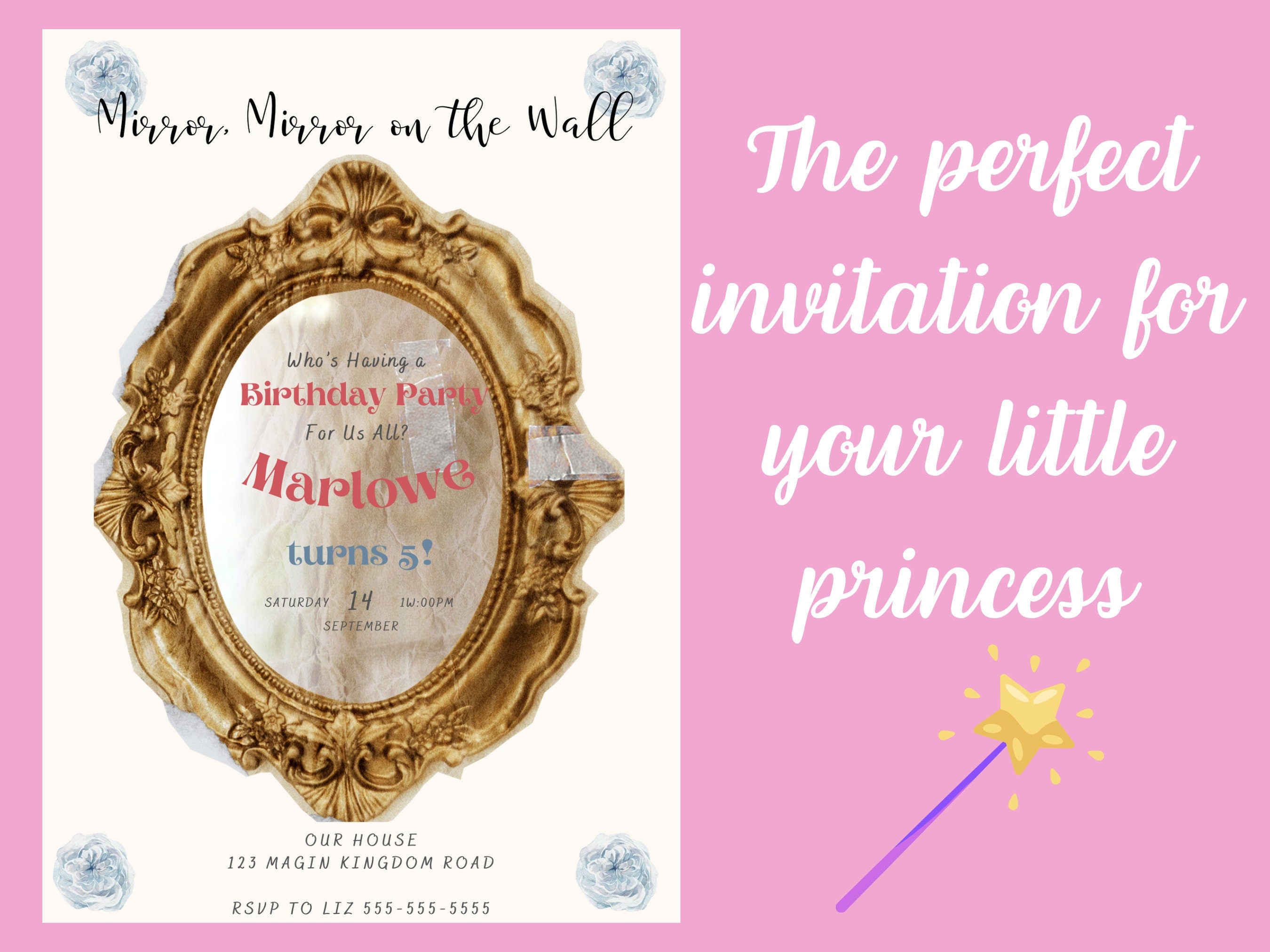 Mirror, Mirror Birthday Invitation, Princess Birthday Invitation, children&