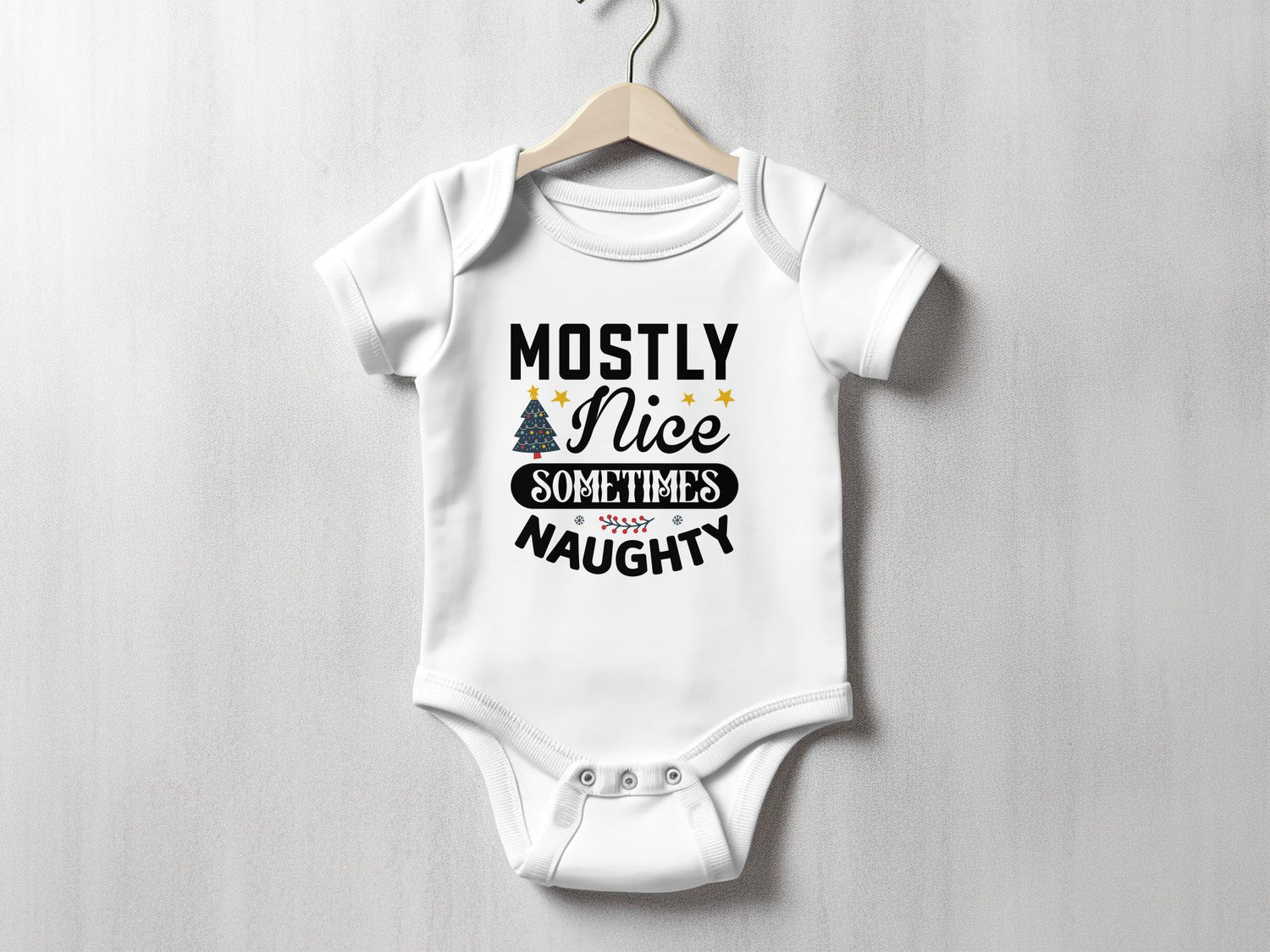 Mostly Nice Sometimes Naughty Baby Shirt, Funny Toddler Christmas Shirt, Funny Baby Christmas Gift - Gathering Littles