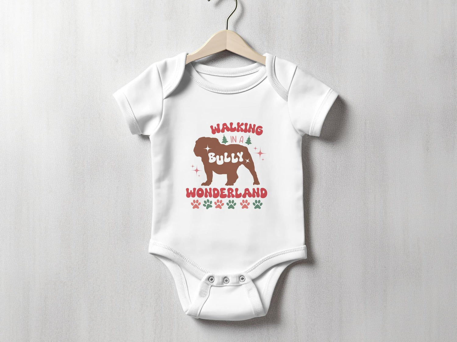 Toddler Bulldog Christmas Shirt, Walking in a Bully Wonderland Shirt, Bulldog Christmas Bodysuit - Gathering Littles