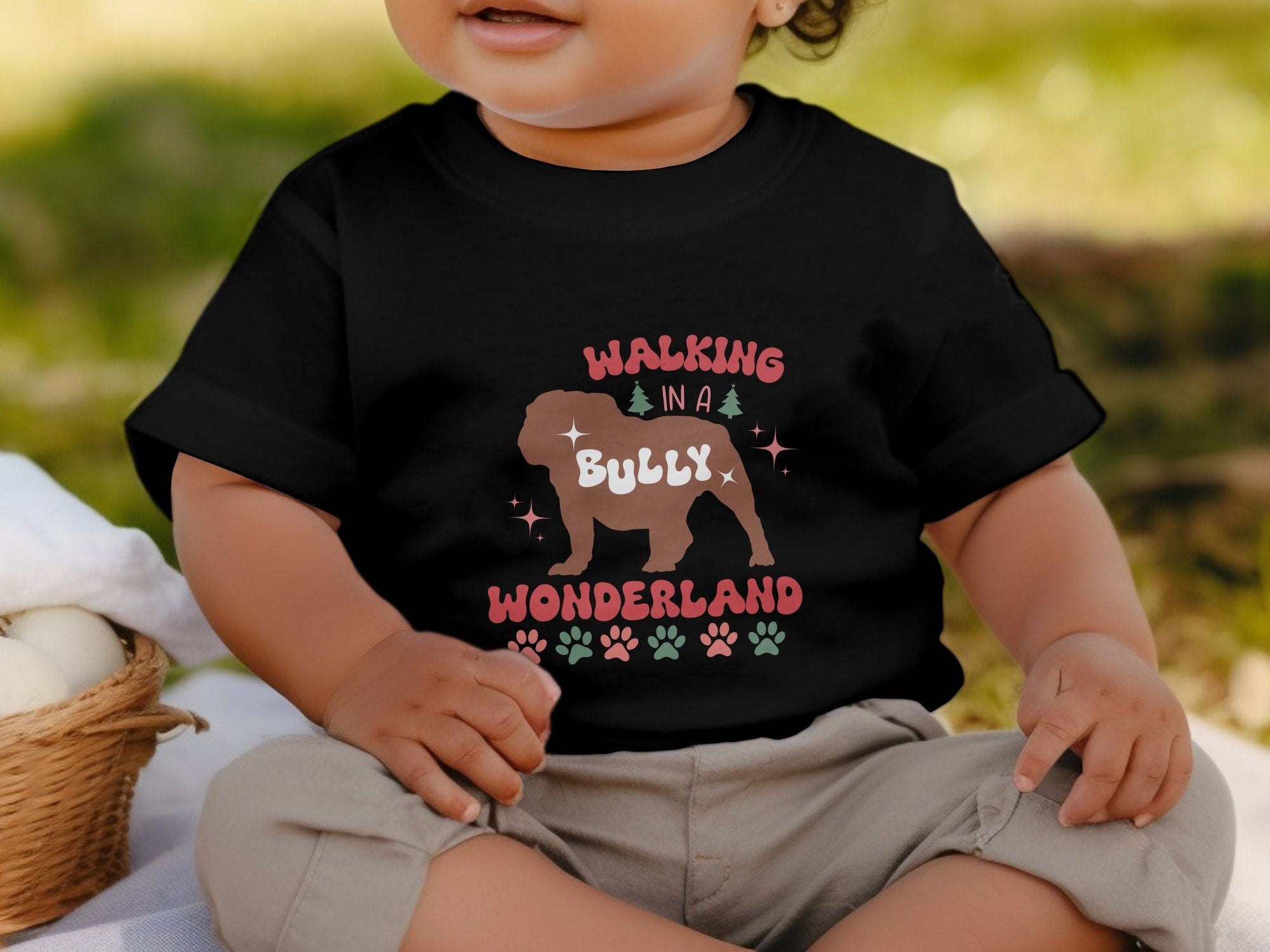 Toddler Bulldog Christmas Shirt, Walking in a Bully Wonderland Shirt, Bulldog Christmas Bodysuit - Gathering Littles