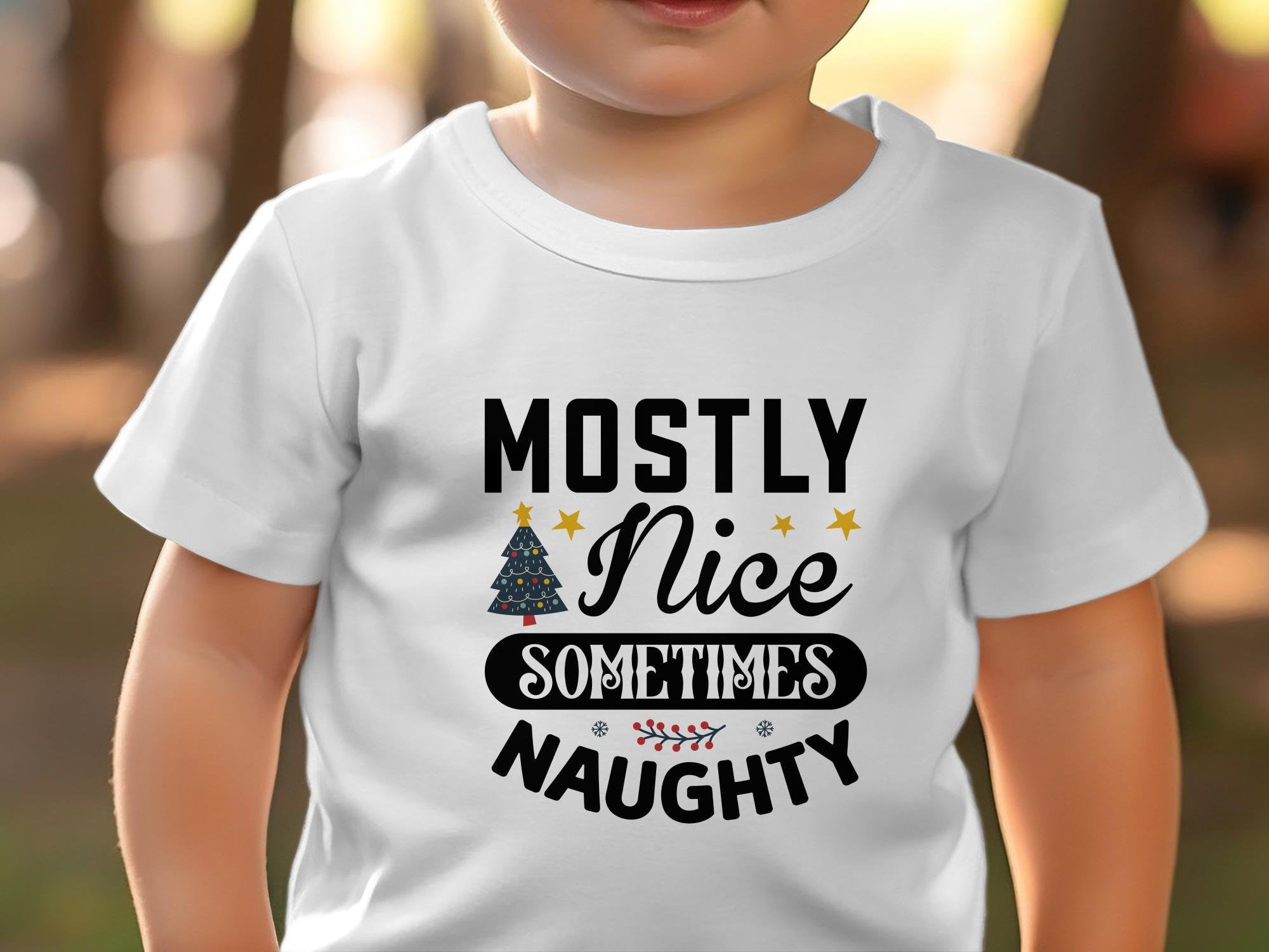 Mostly Nice Sometimes Naughty Baby Shirt, Funny Toddler Christmas Shirt, Funny Baby Christmas Gift - Gathering Littles