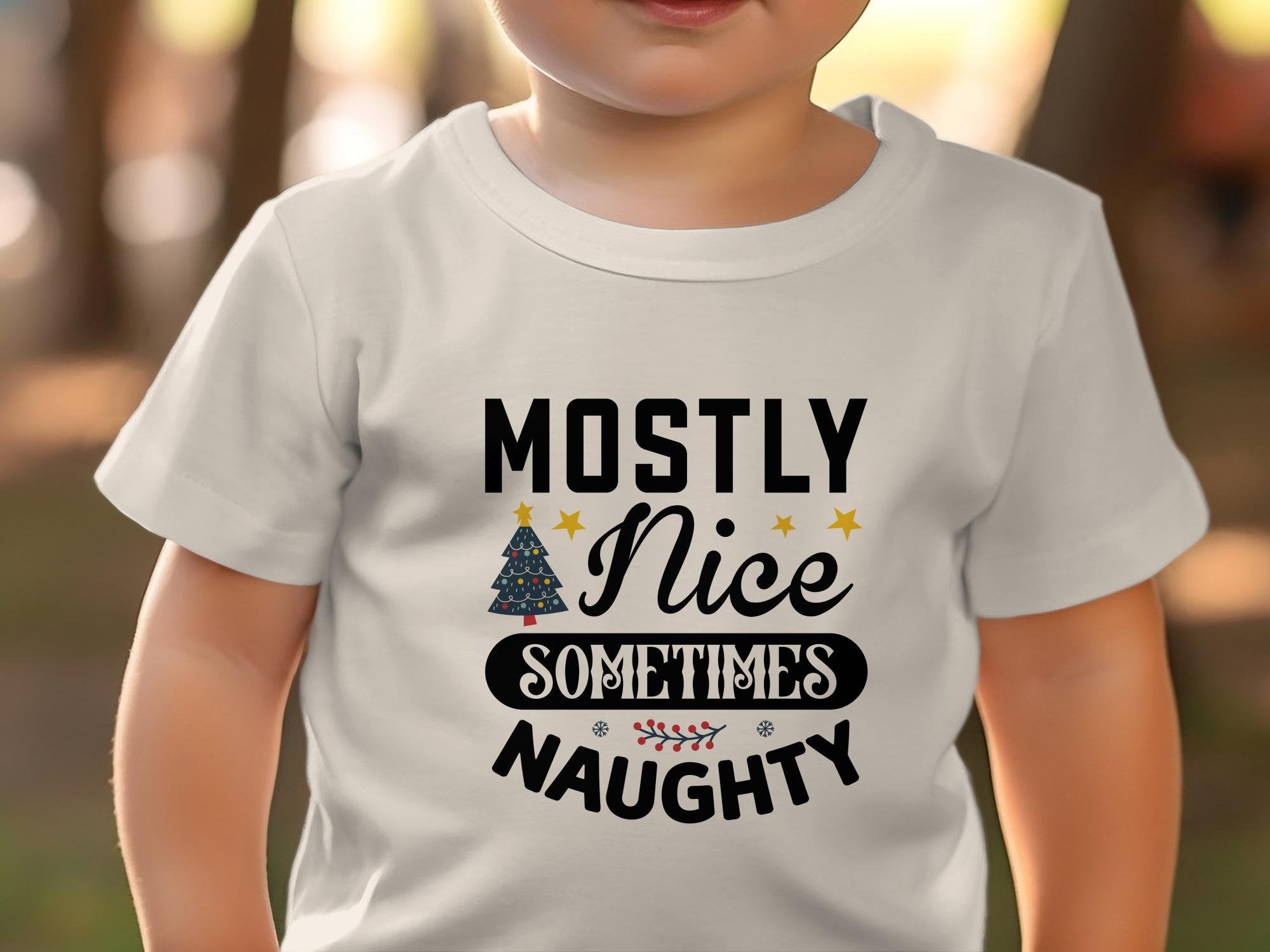 Mostly Nice Sometimes Naughty Baby Shirt, Funny Toddler Christmas Shirt, Funny Baby Christmas Gift - Gathering Littles