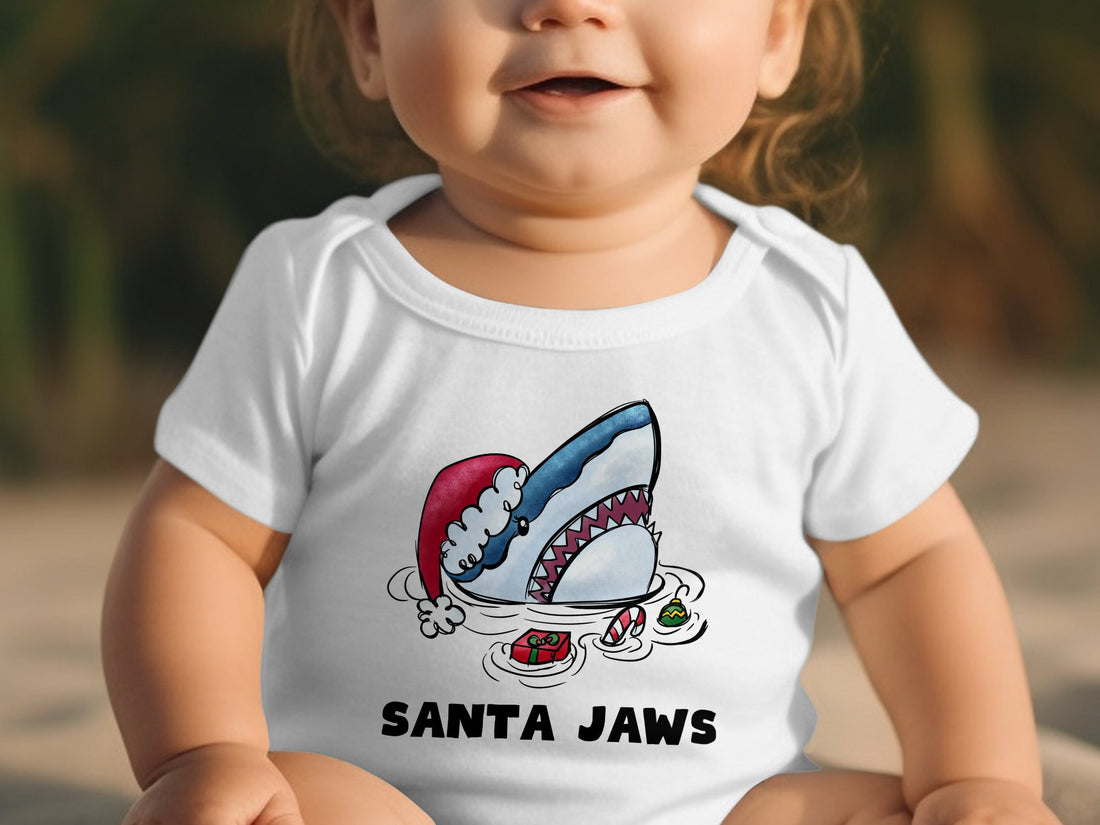 Santa Jaws Baby Shirt, Santa Christmas Bodysuit, Funny Christmas Toddler Shirt, Toddler Christmas Gift - Gathering Littles