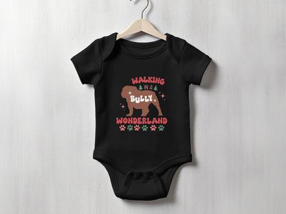 Toddler Bulldog Christmas Shirt, Walking in a Bully Wonderland Shirt, Bulldog Christmas Bodysuit - Gathering Littles