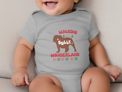 Toddler Bulldog Christmas Shirt, Walking in a Bully Wonderland Shirt, Bulldog Christmas Bodysuit - Gathering Littles