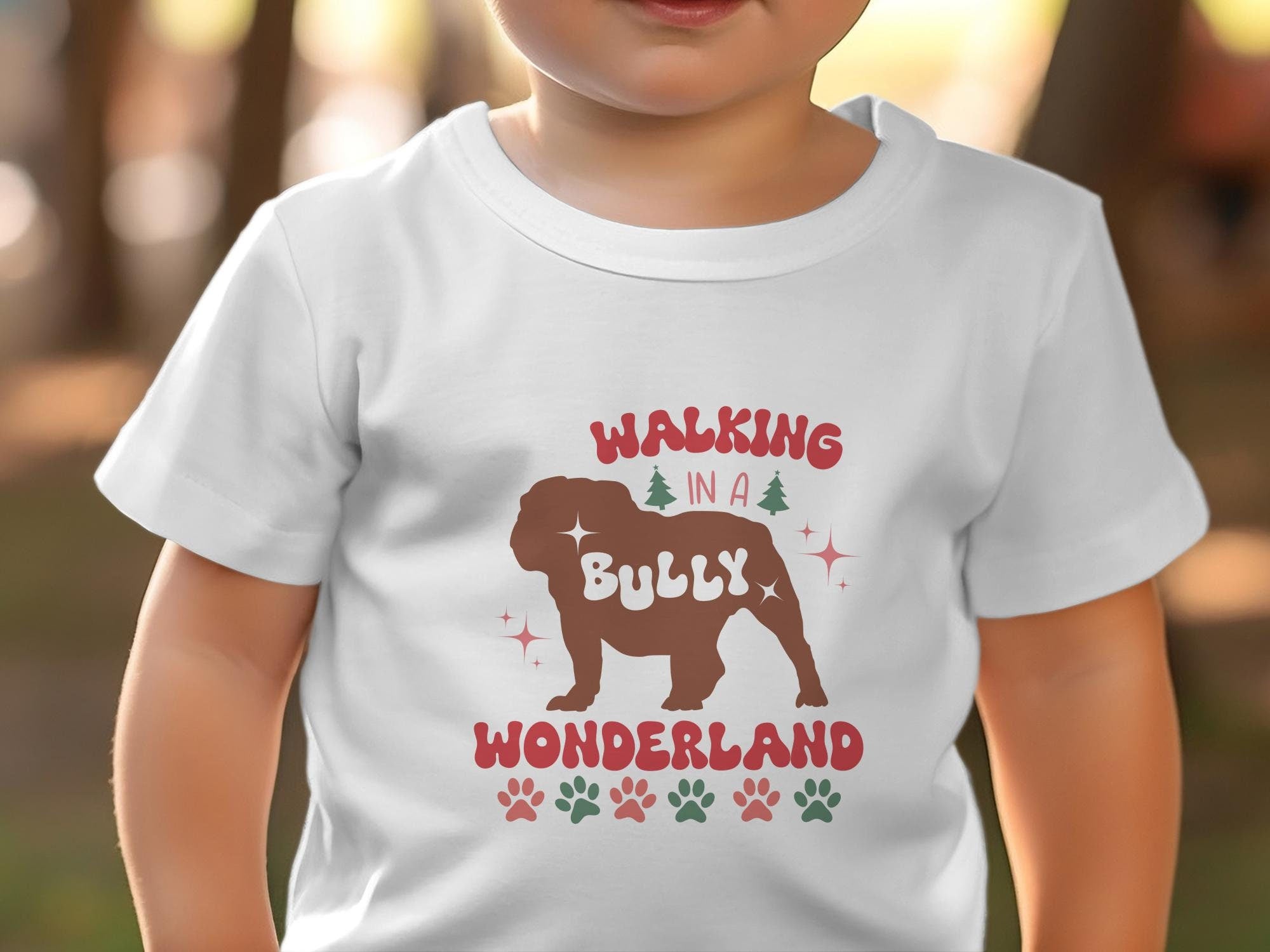 Toddler Bulldog Christmas Shirt, Walking in a Bully Wonderland Shirt, Bulldog Christmas Bodysuit - Gathering Littles