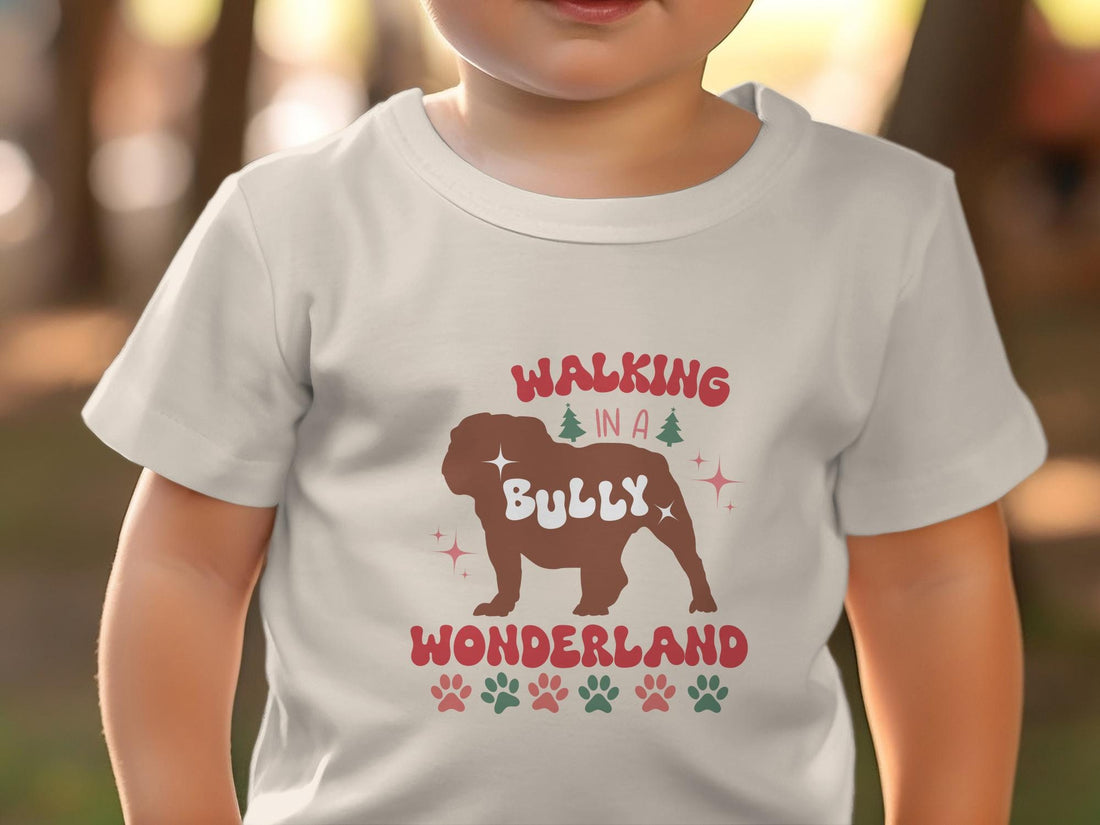 Toddler Bulldog Christmas Shirt, Walking in a Bully Wonderland Shirt, Bulldog Christmas Bodysuit - Gathering Littles