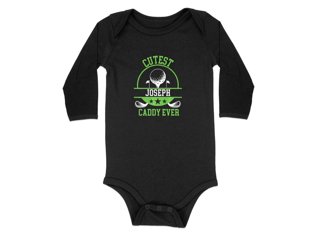 Custom Baby Caddy Bodysuit, Cute Golf Personalized Name Baby Romper, Custom Name Golf Outfit Baby Boy - Gathering Littles