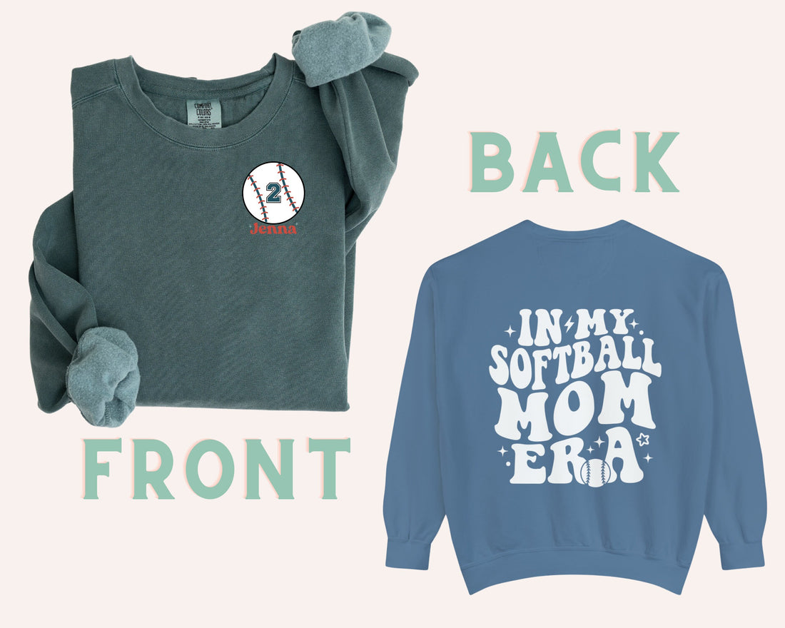 CUSTOM In My Softball Mom Era Sweatshirt, Softball Mom Shirt, Retro Sport Mom, Softball Mama Sweater, Personalized Softball Shirt - Gathering Littles