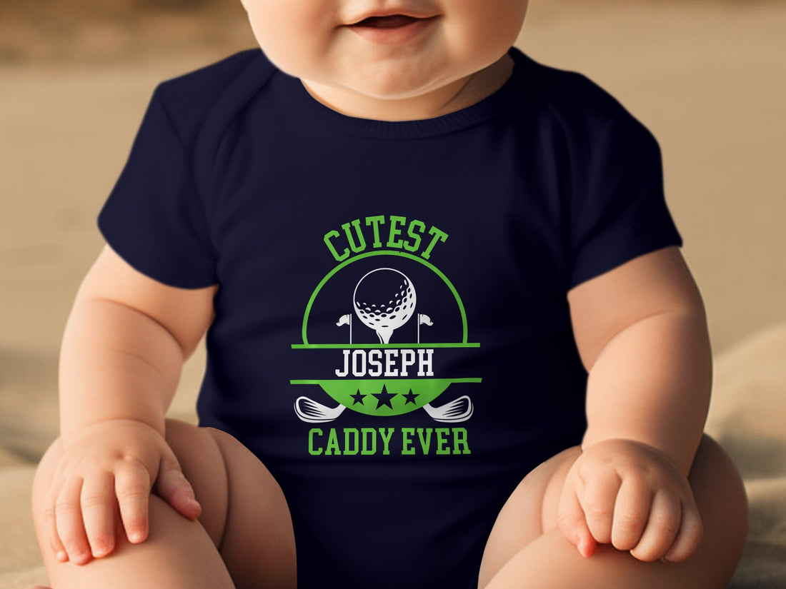 Custom Baby Caddy Bodysuit, Cute Golf Personalized Name Baby Romper, Custom Name Golf Outfit Baby Boy - Gathering Littles