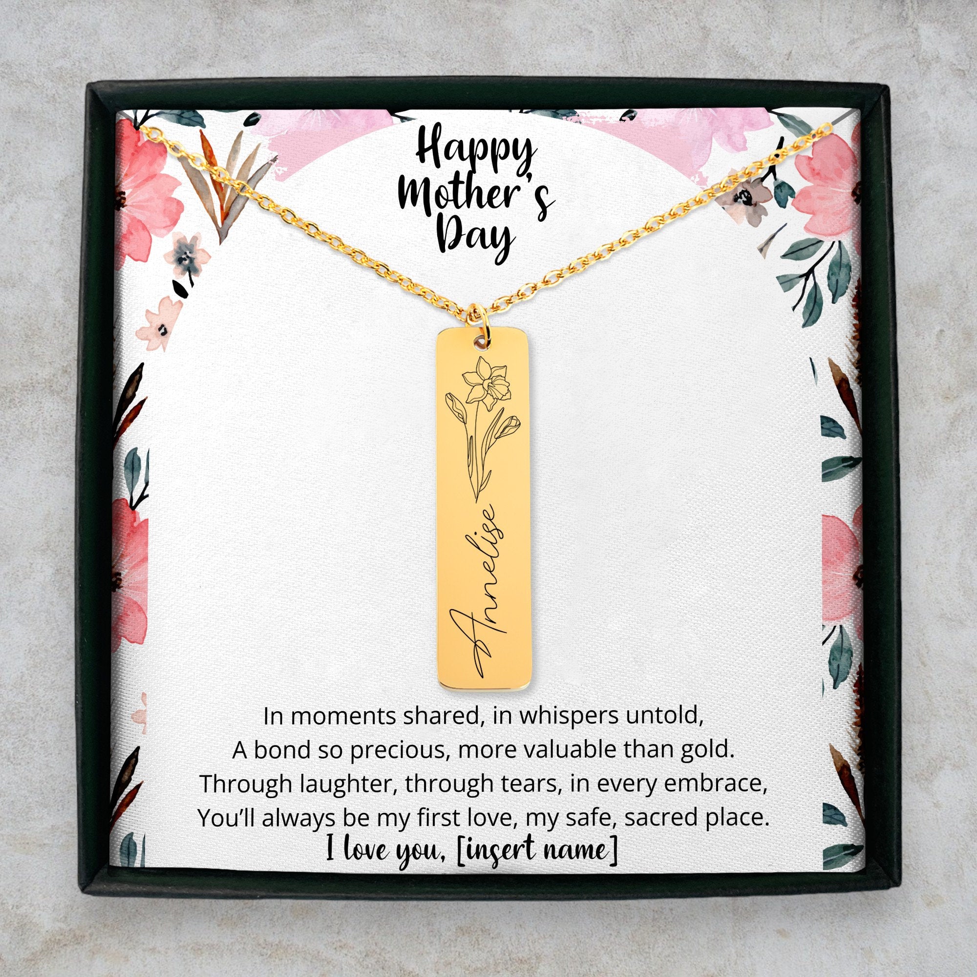 Custom Birth Flower Necklace for Mother&