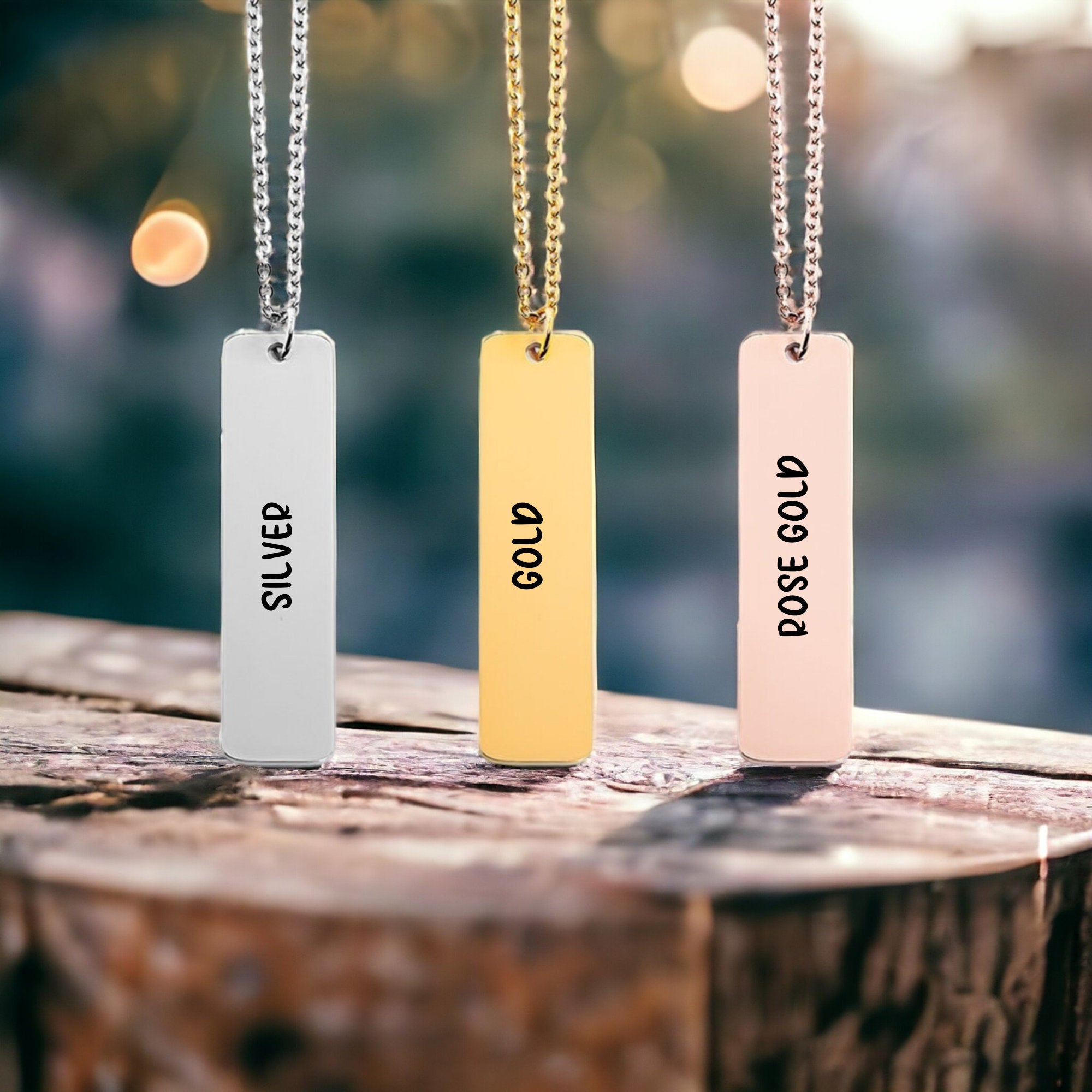 Birth Flower Gift Name Bar Necklace, Personalized Gift for Mom - Gathering Littles
