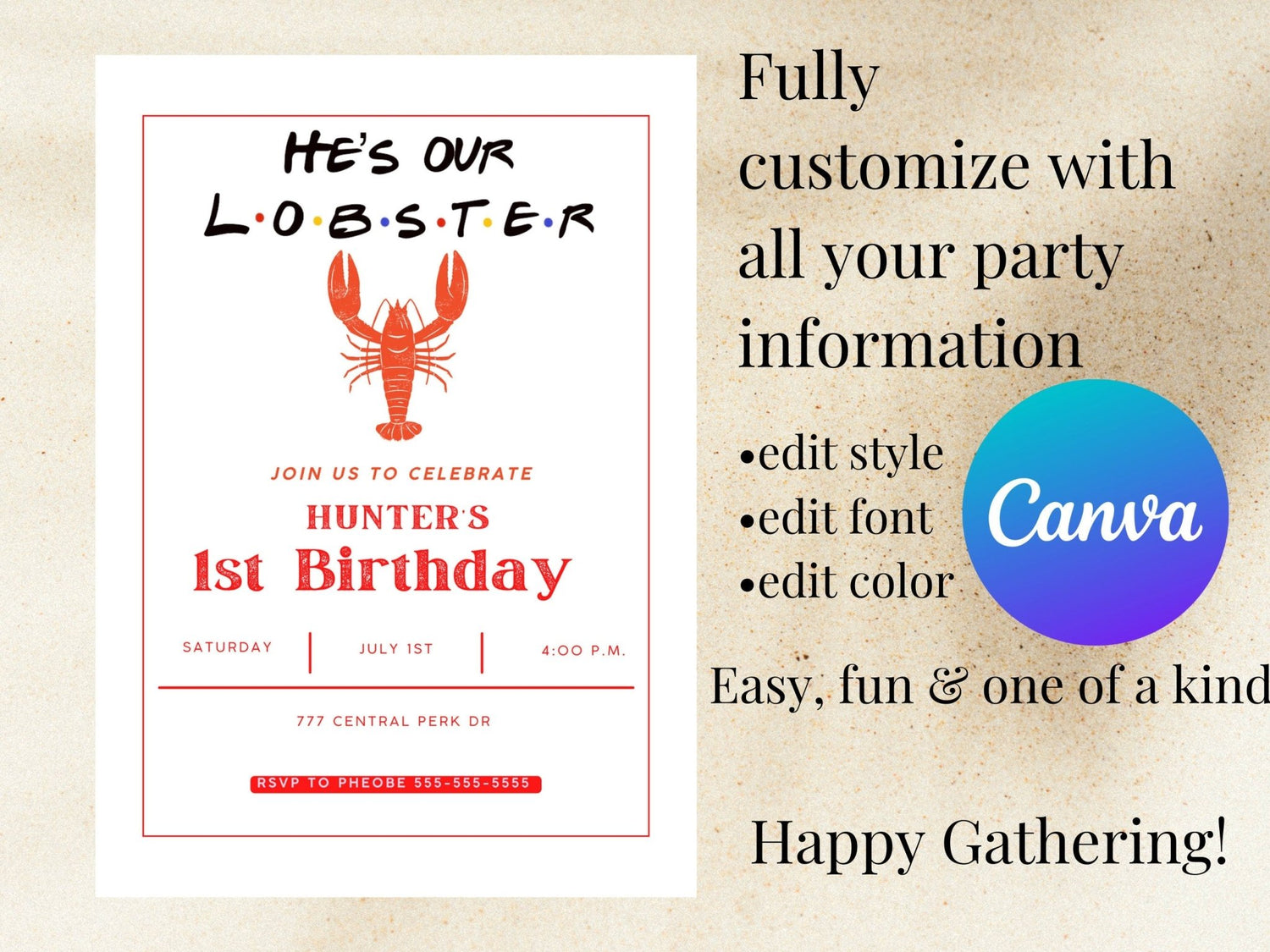 Lobster Theme Birthday Party Invitation Templateproduct_type