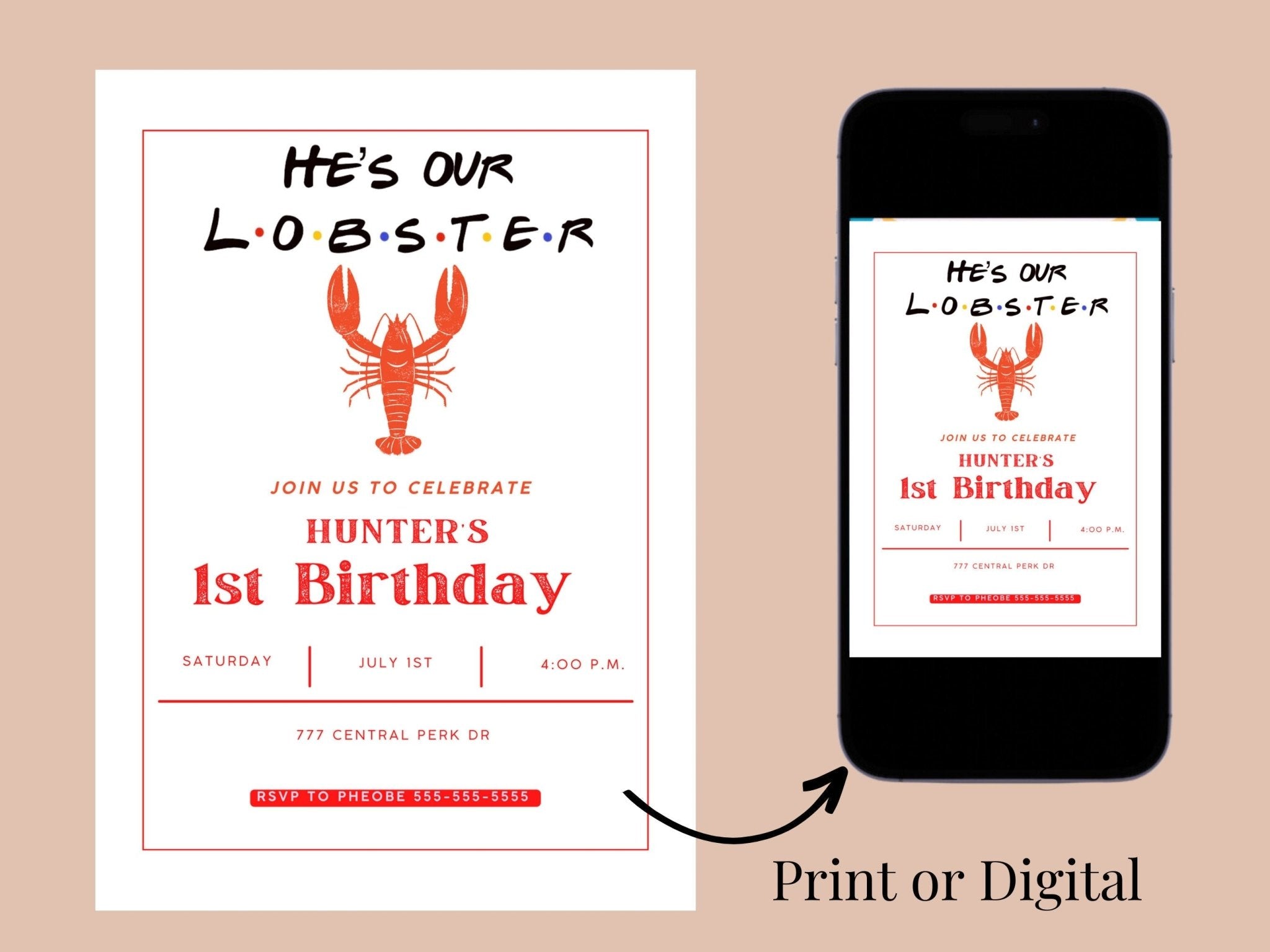 Lobster Theme Birthday Party Invitation Templateproduct_type