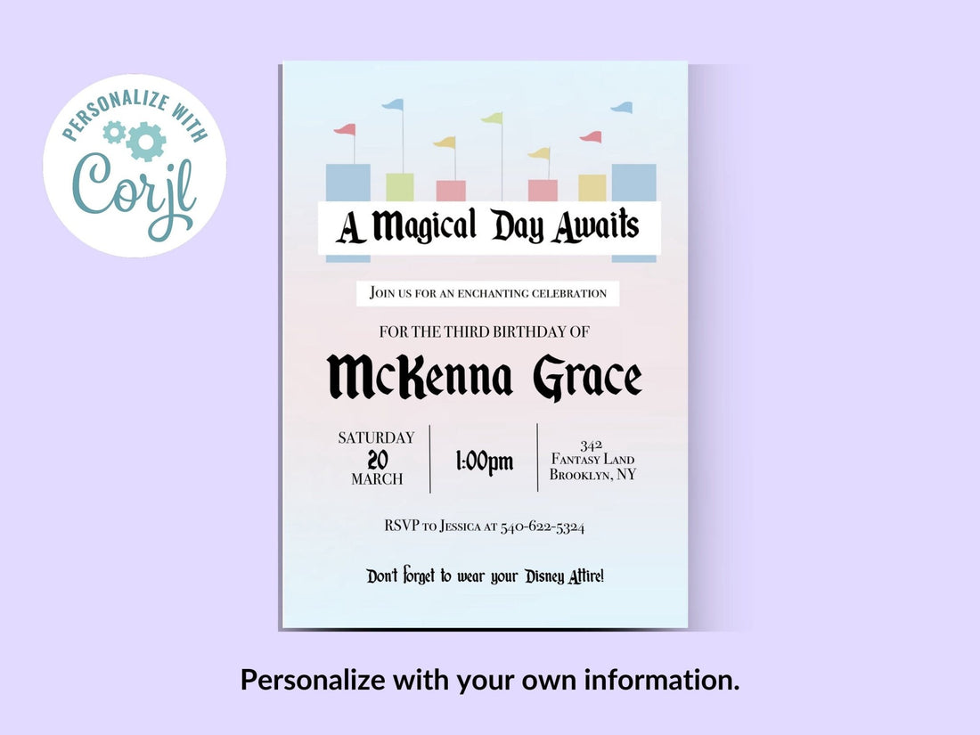 Magical Birthday Party Invitation | Theme Park Birthday Invitationproduct_type