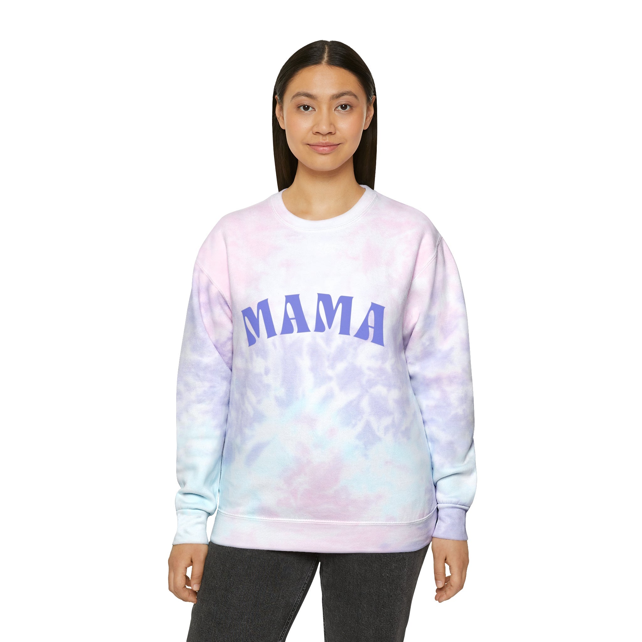 Mama Tie-Dye Sweatshirt, Loose Fit Crew Neck Mama Sweatshirt, Perfect Mother&