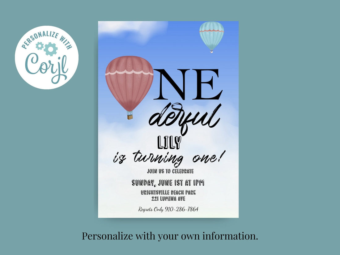 Onederful Baby is Turning One! Birthday Invitation Template | Customizable First Birthday Invitationproduct_type