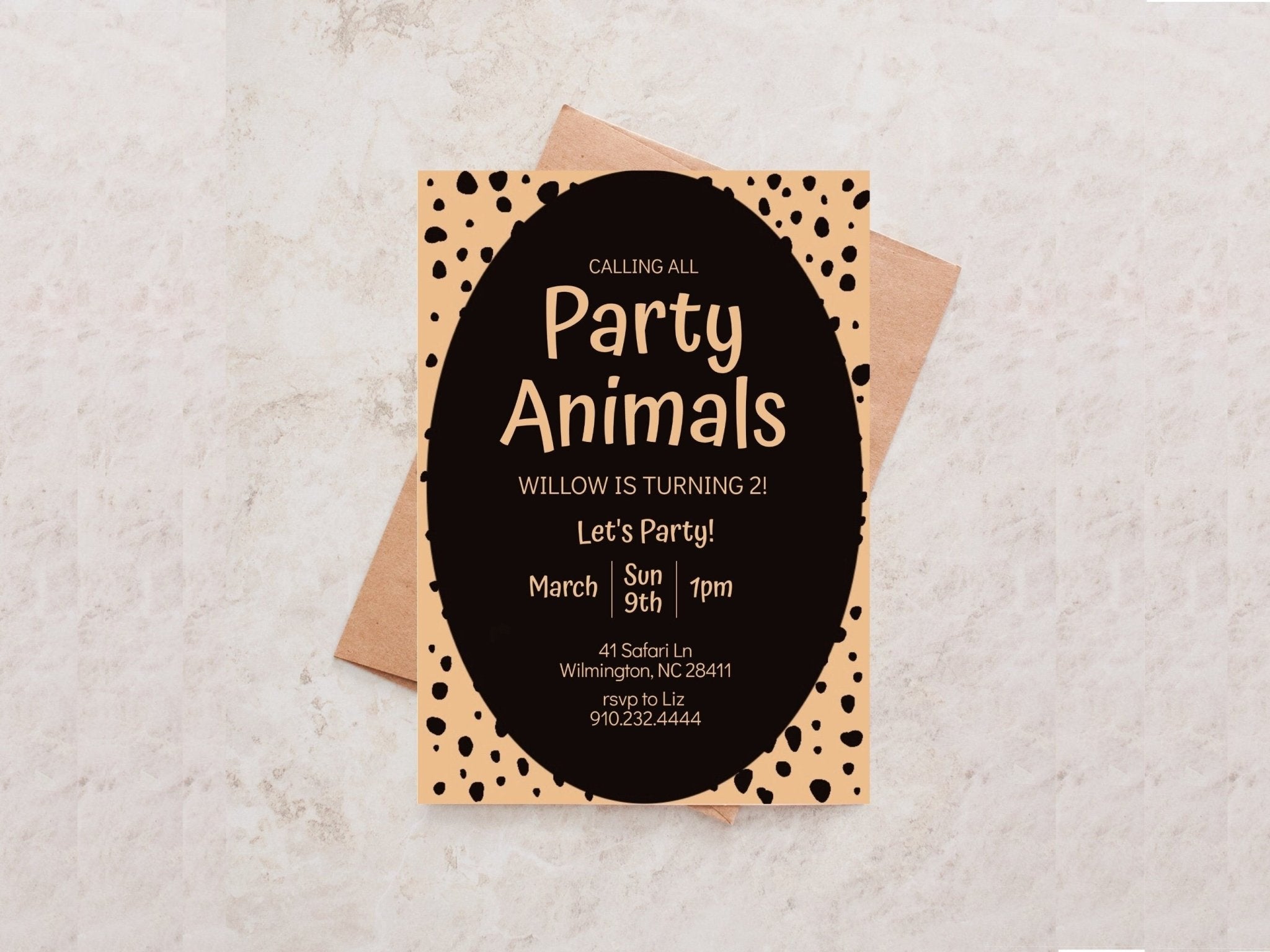 Party Animal Birthday Invitation Template | Safari Leopard Digital Editable Inviteproduct_type