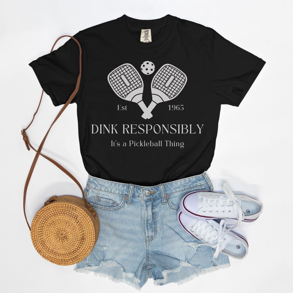 Pickleball T-Shirt "Dink Responsibly" Funny Pickleball Shirt - Comfort Colors Oversized Teeproduct_type