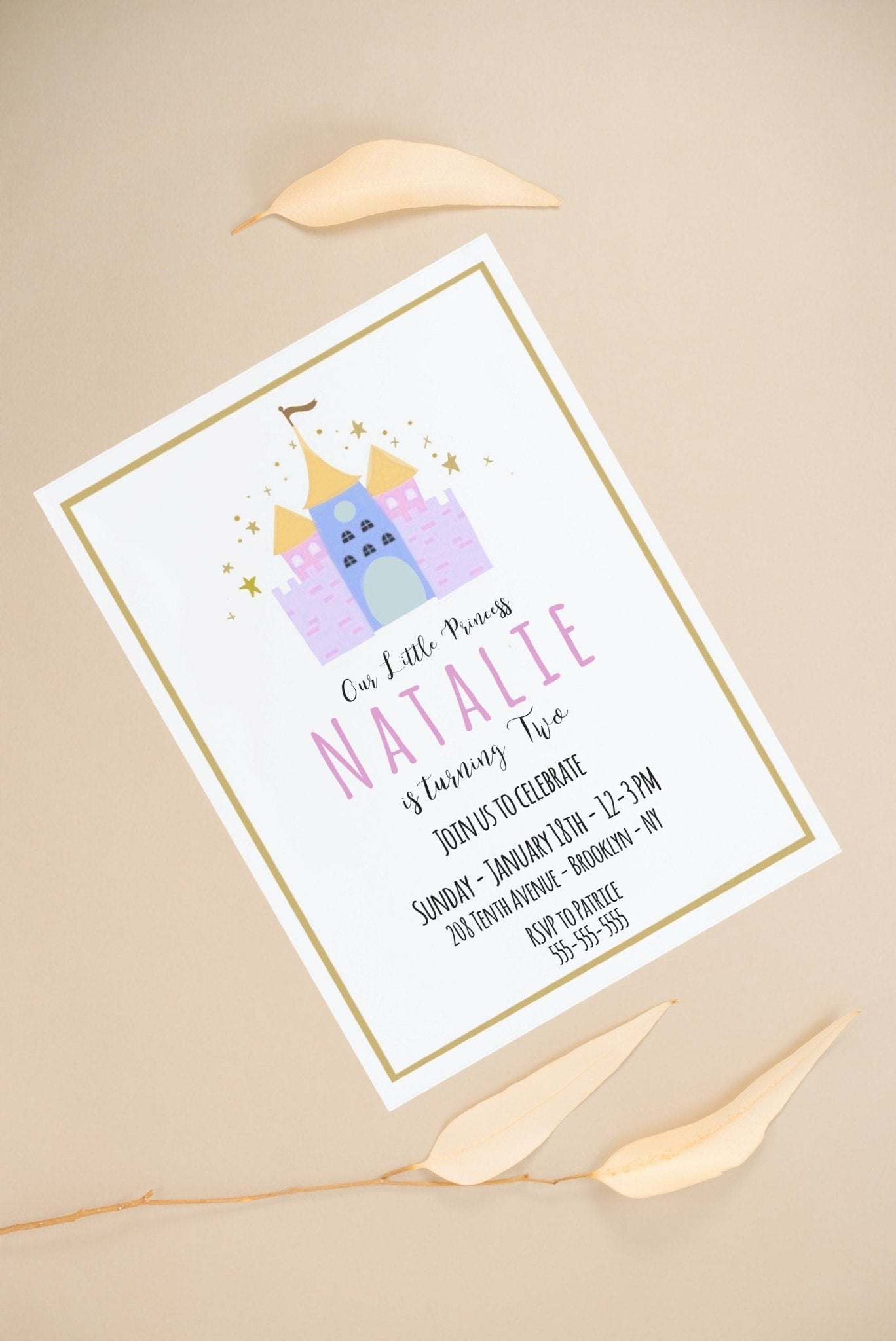 Princess Party Birthday Invitation | Princess Invitation Template | Fully Customizableproduct_type