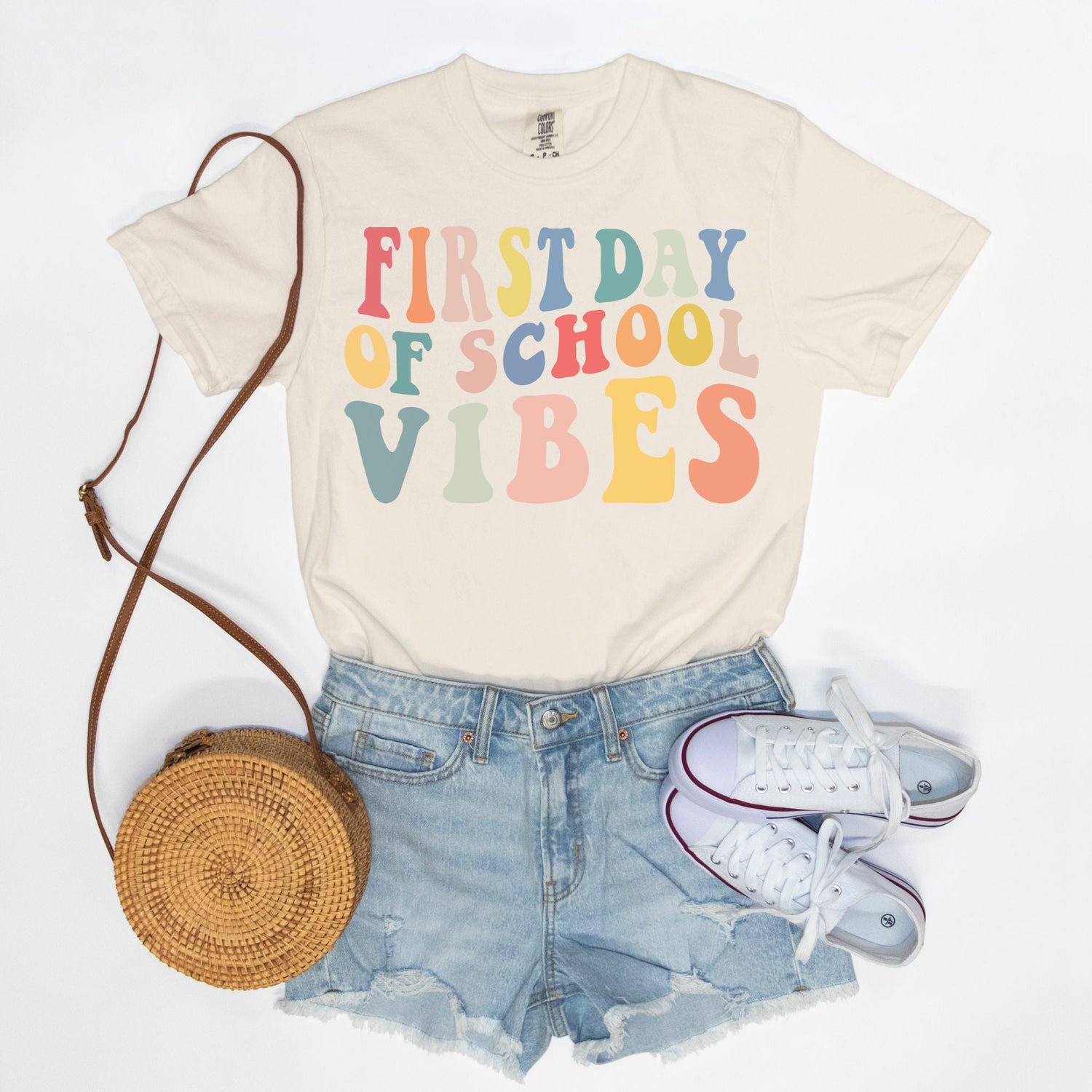Retro First Day of School Vibes Shirt, Comfort Color Tee, Back to School Giftproduct_type