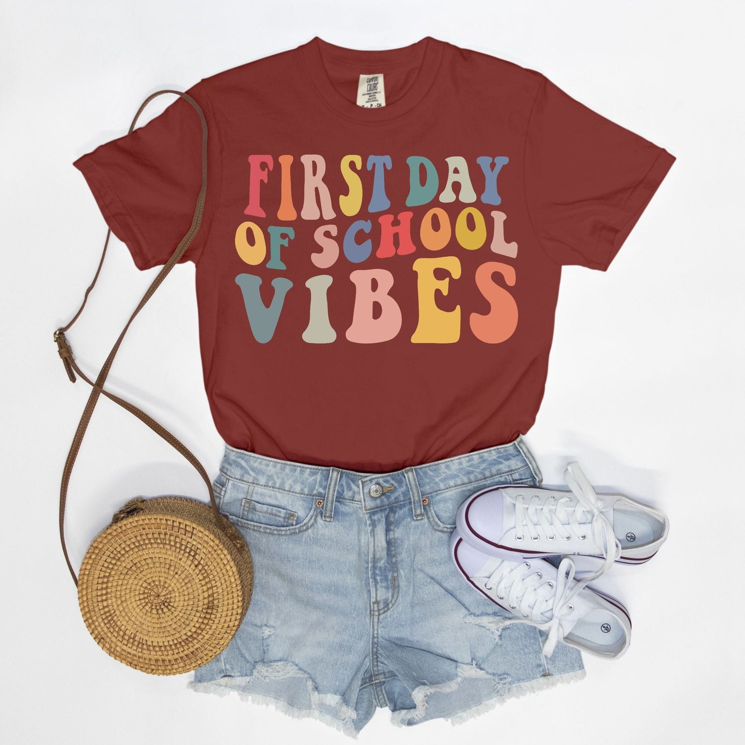 Retro First Day of School Vibes Shirt, Comfort Color Tee, Back to School Giftproduct_type