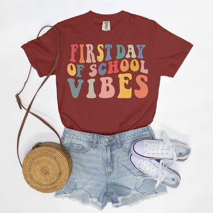 Retro First Day of School Vibes Shirt, Comfort Color Tee, Back to School Giftproduct_type