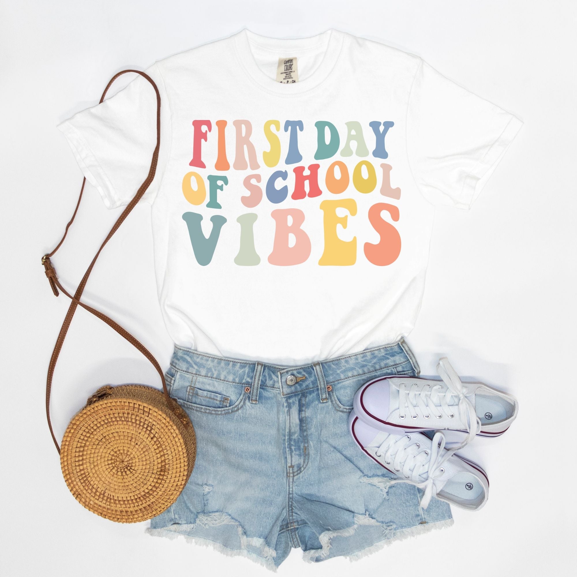 Retro First Day of School Vibes Shirt, Comfort Color Tee, Back to School Giftproduct_type