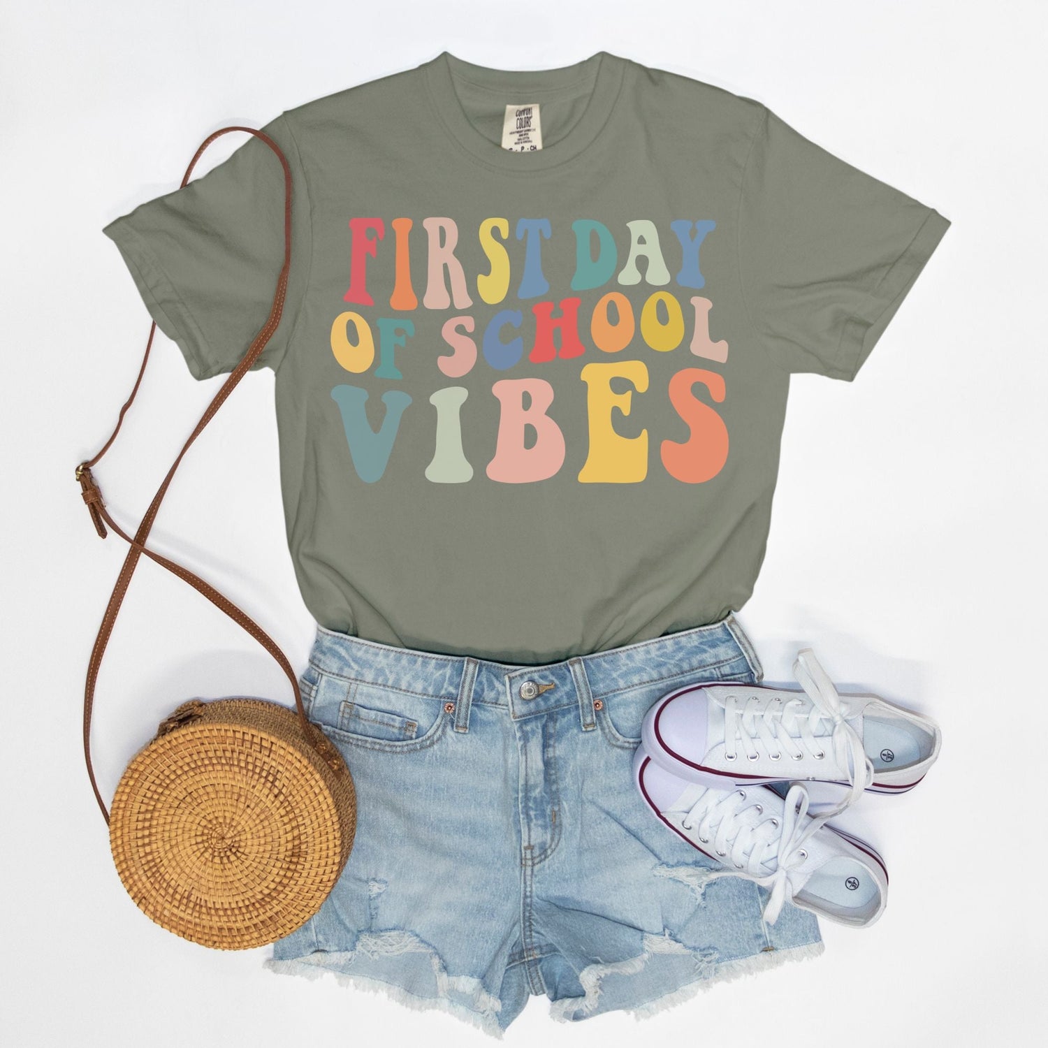Retro First Day of School Vibes Shirt, Comfort Color Tee, Back to School Giftproduct_type