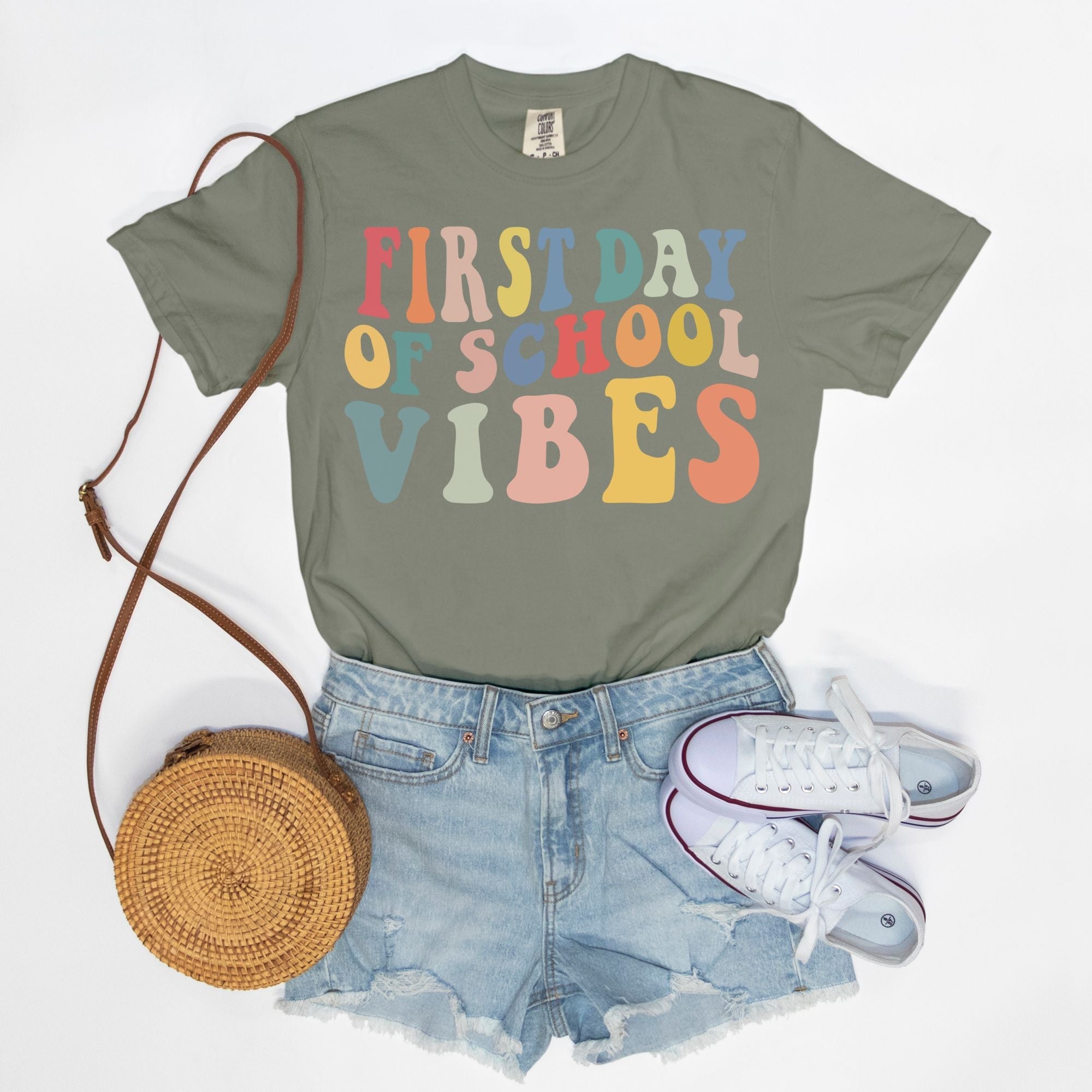 Retro First Day of School Vibes Shirt, Comfort Color Tee, Back to School Giftproduct_type