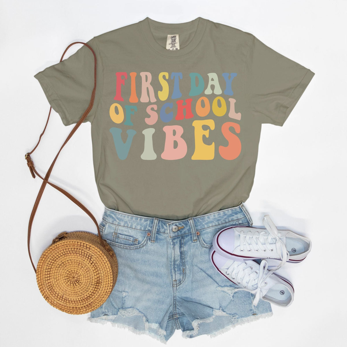 Retro First Day of School Vibes Shirt, Comfort Color Tee, Back to School Giftproduct_type